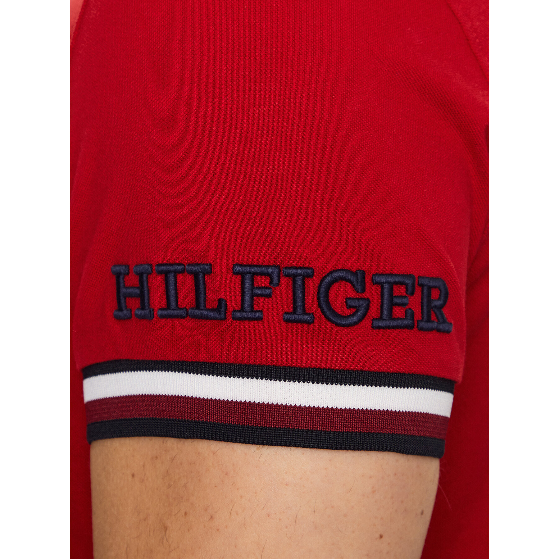 Tommy Hilfiger Тишърт Monotype MW0MW31549 Червен Slim Fit - Pepit.bg