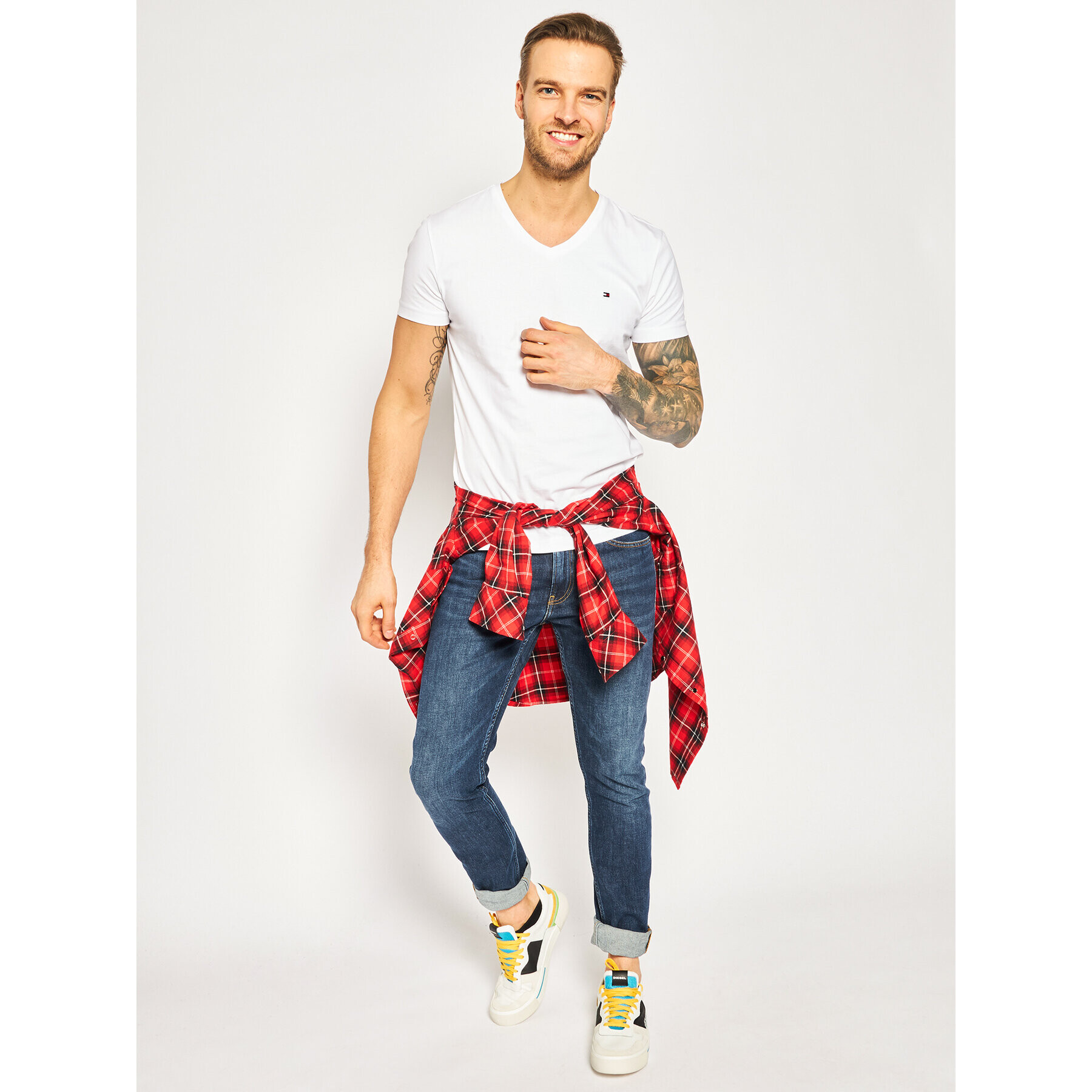 Tommy Hilfiger Тишърт MW0MW02045 Бял Slim Fit - Pepit.bg