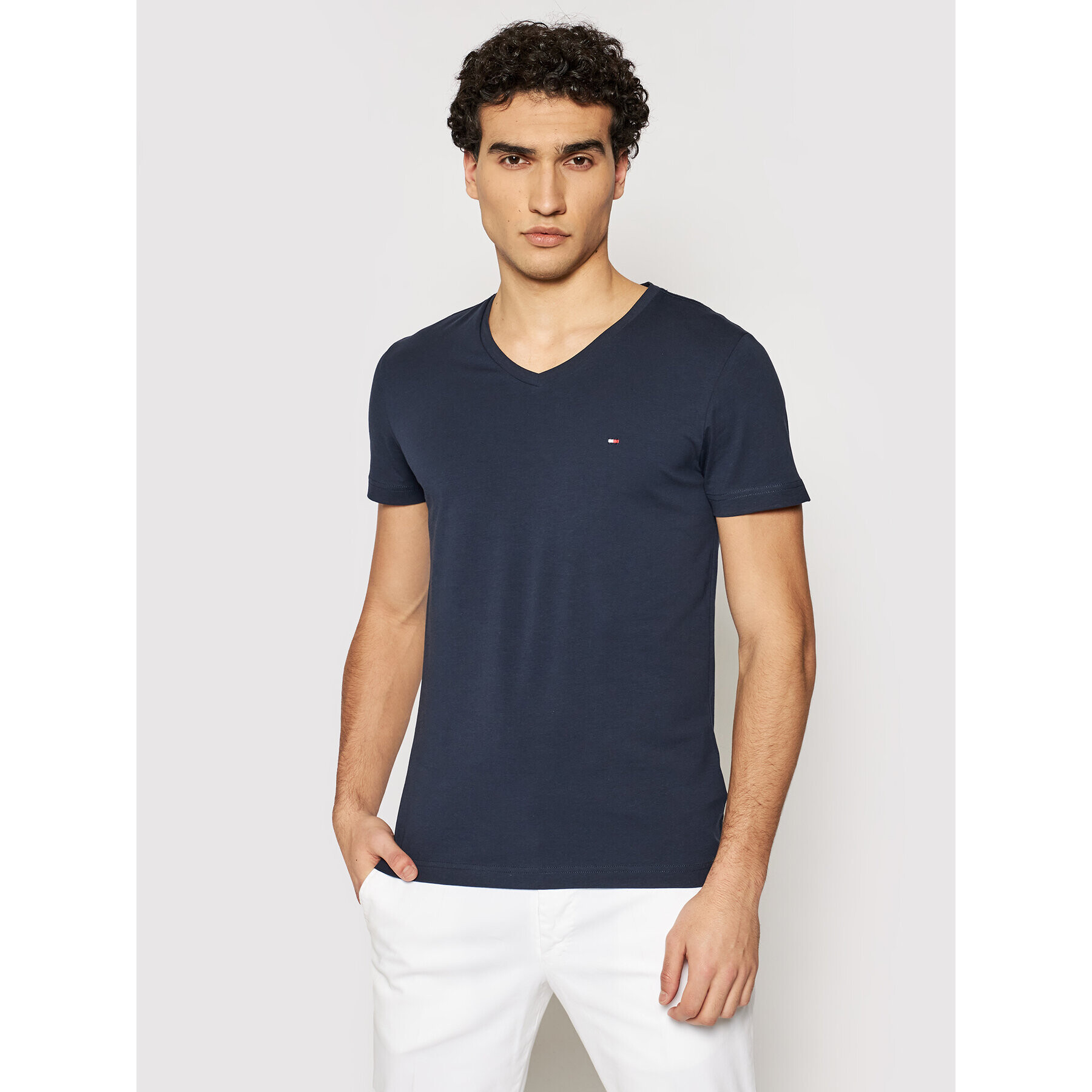 Tommy Hilfiger Тишърт MW0MW02045 Тъмносин Slim Fit - Pepit.bg