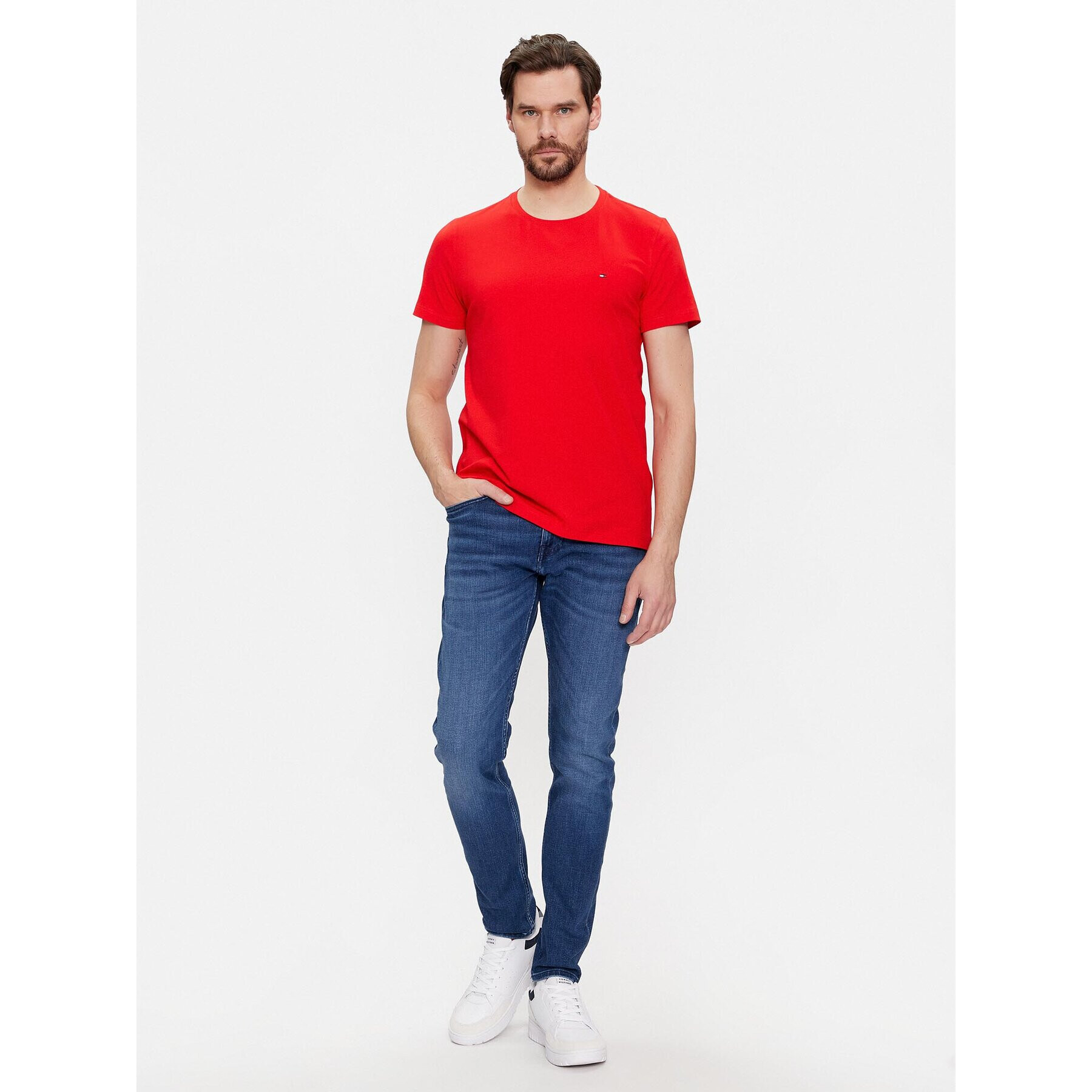 Tommy Hilfiger Тишърт MW0MW10800 Червен Slim Fit - Pepit.bg