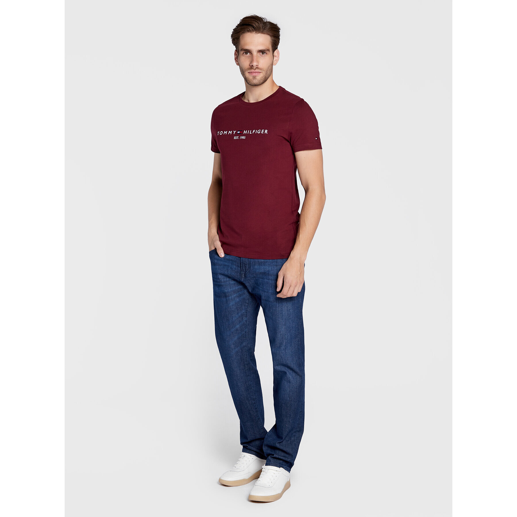 Tommy Hilfiger Тишърт MW0MW11797 Бордо Slim Fit - Pepit.bg