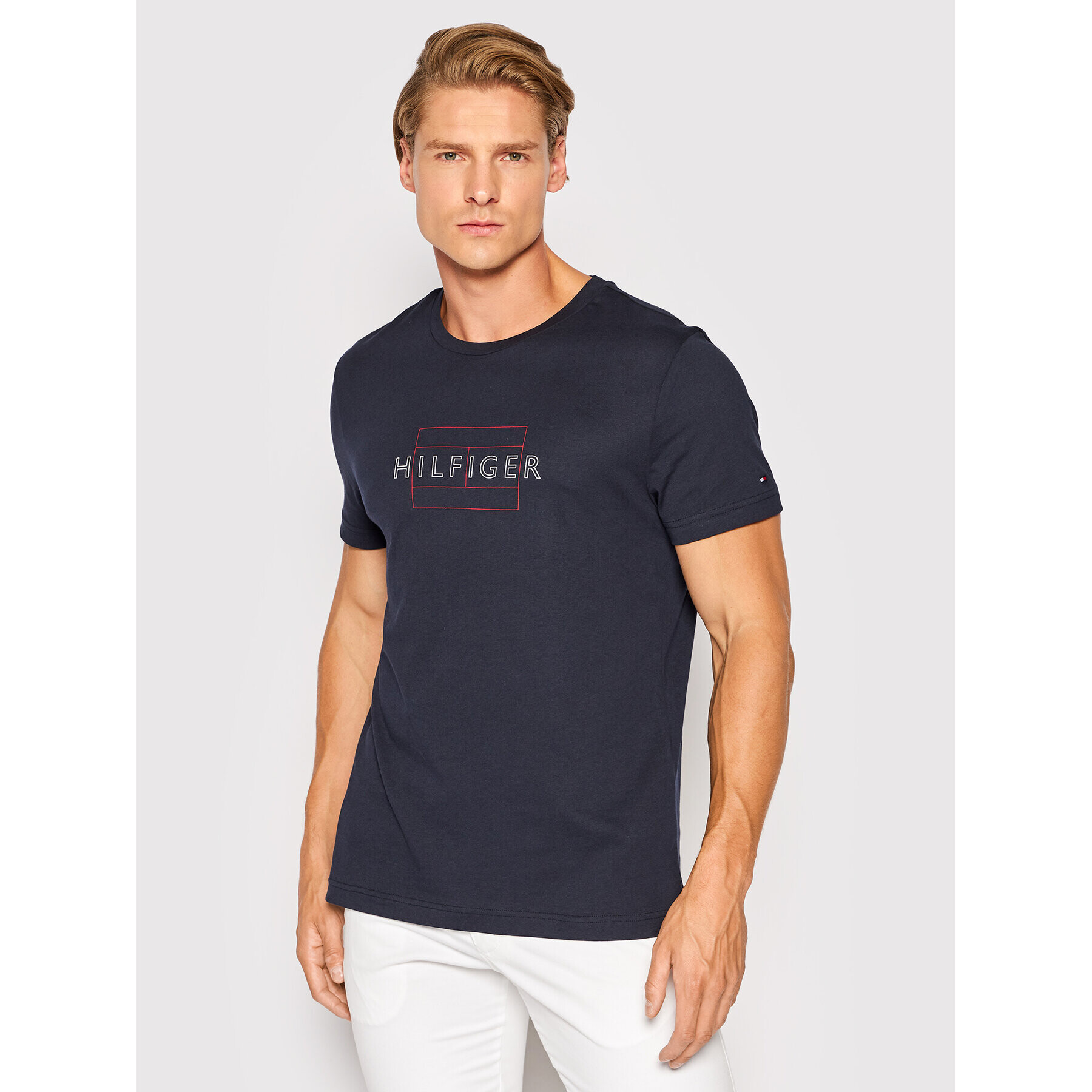 Tommy Hilfiger Тишърт MW0MW25671 Тъмносин Slim Fit - Pepit.bg