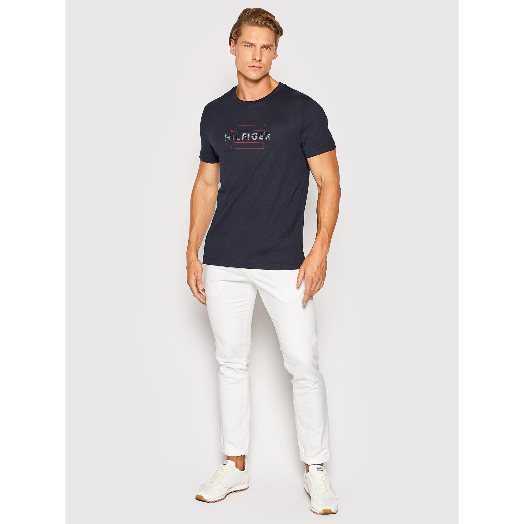 Tommy Hilfiger Тишърт MW0MW25671 Тъмносин Slim Fit - Pepit.bg