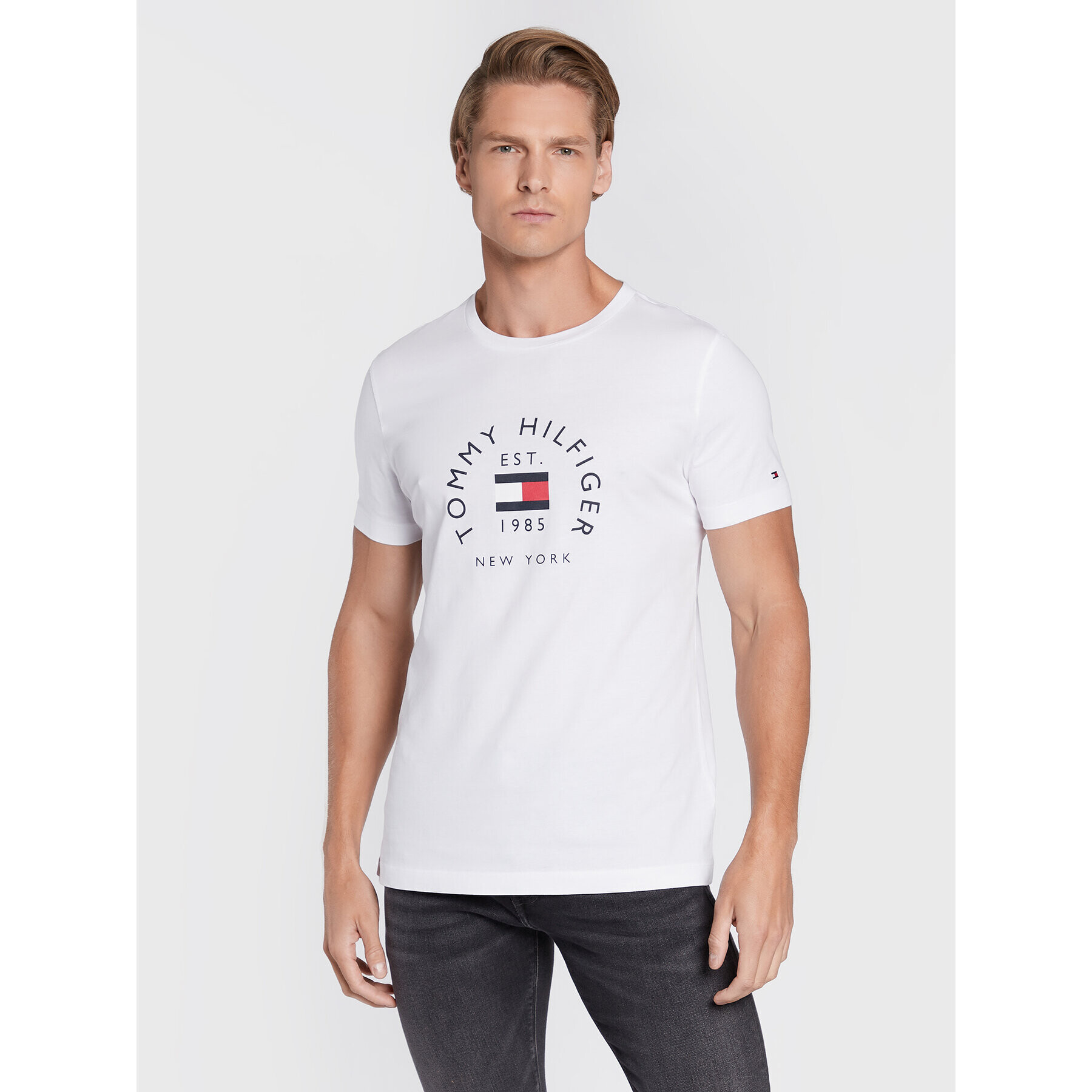 Tommy Hilfiger Тишърт MW0MW27909 Бял Slim Fit - Pepit.bg