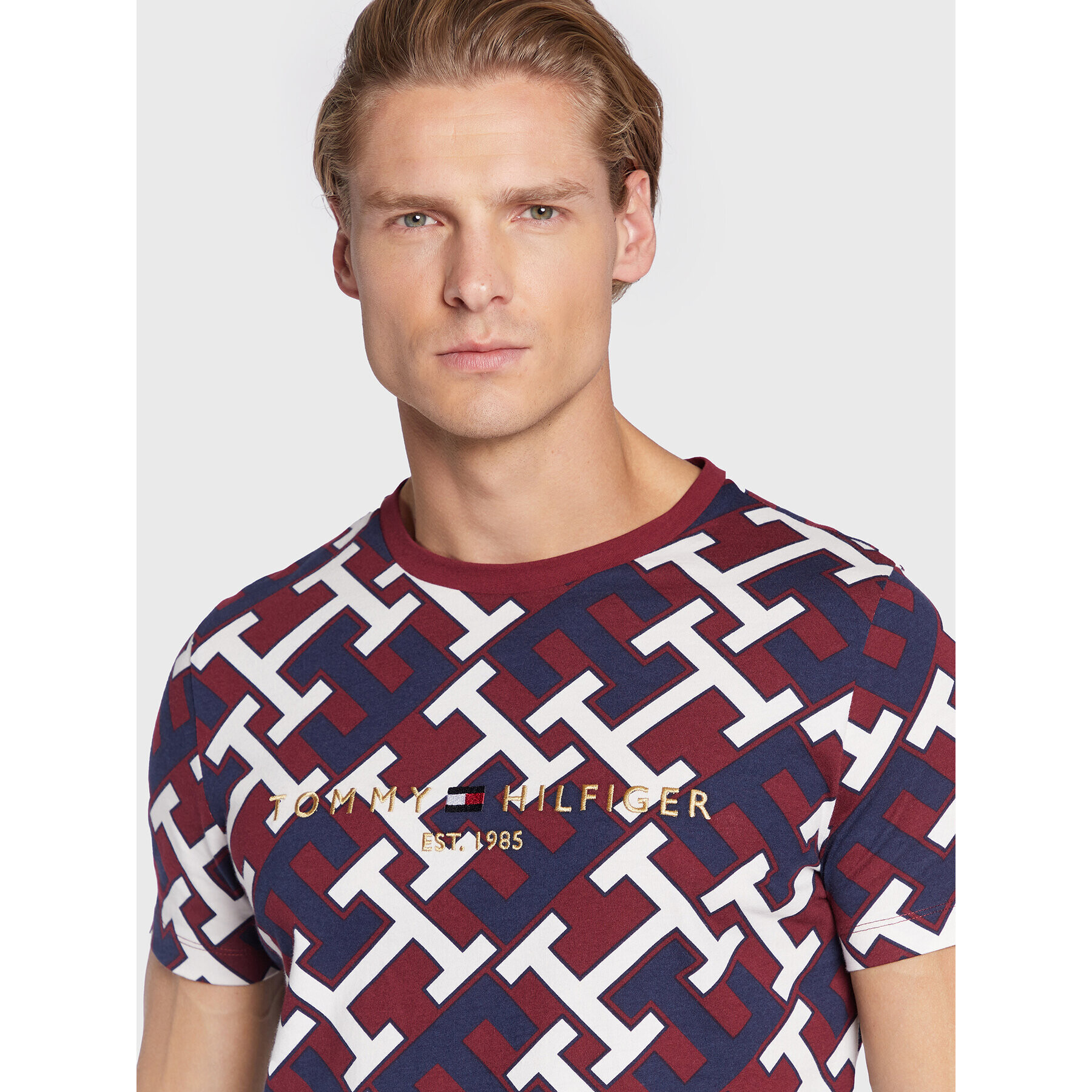 Tommy Hilfiger Тишърт MW0MW28679 Бордо Slim Fit - Pepit.bg