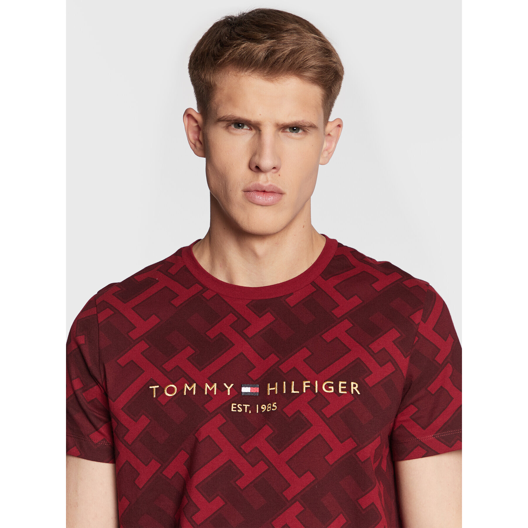 Tommy Hilfiger Тишърт MW0MW28679 Бордо Slim Fit - Pepit.bg