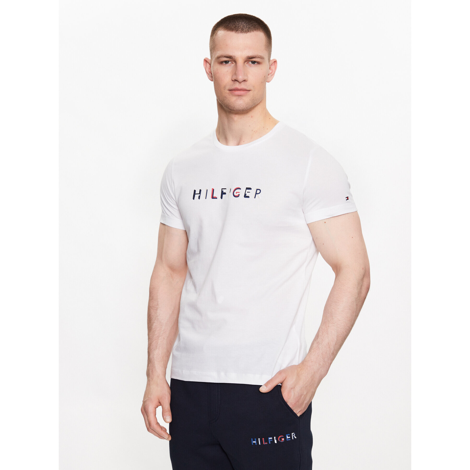 Tommy Hilfiger Тишърт MW0MW31535 Бял Slim Fit - Pepit.bg