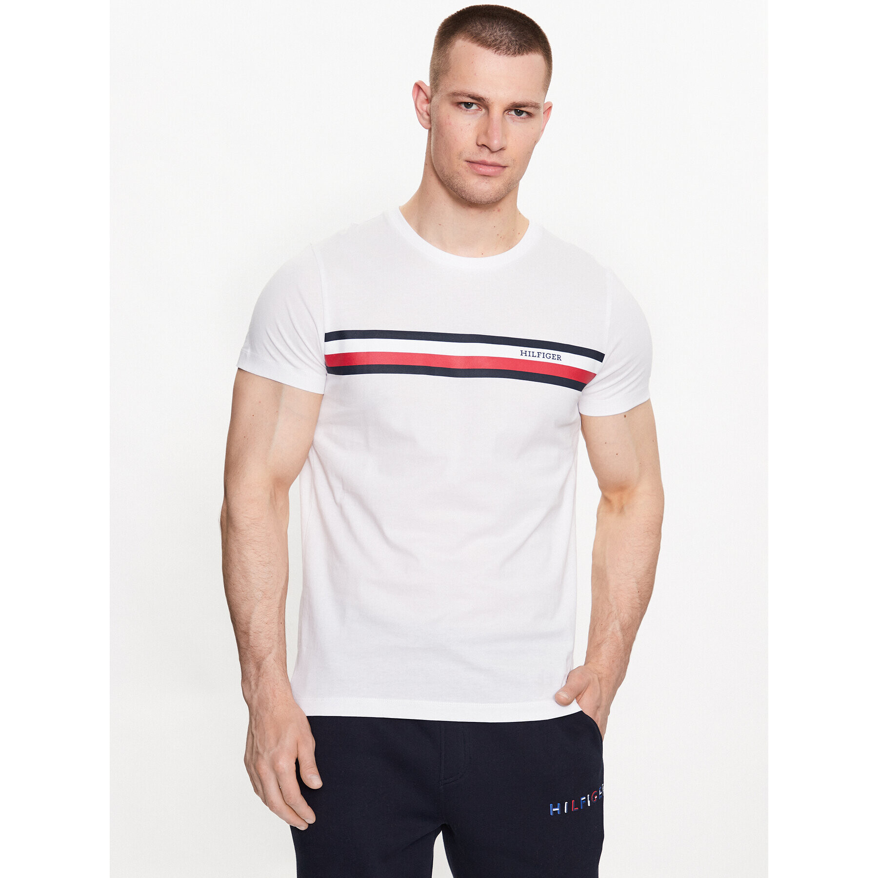 Tommy Hilfiger Тишърт MW0MW32119 Бял Slim Fit - Pepit.bg