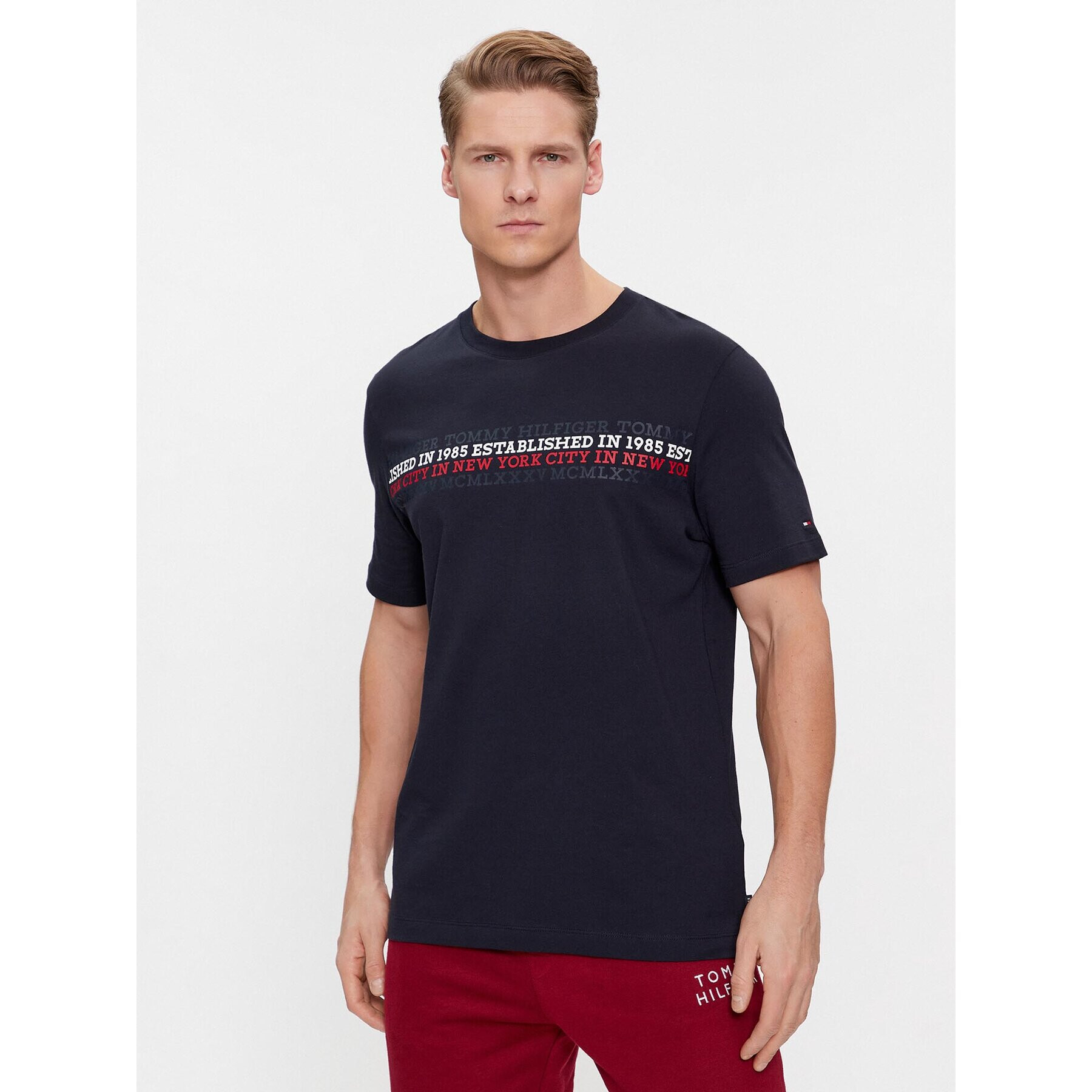 Tommy Hilfiger Тишърт MW0MW32618 Тъмносин Regular Fit - Pepit.bg