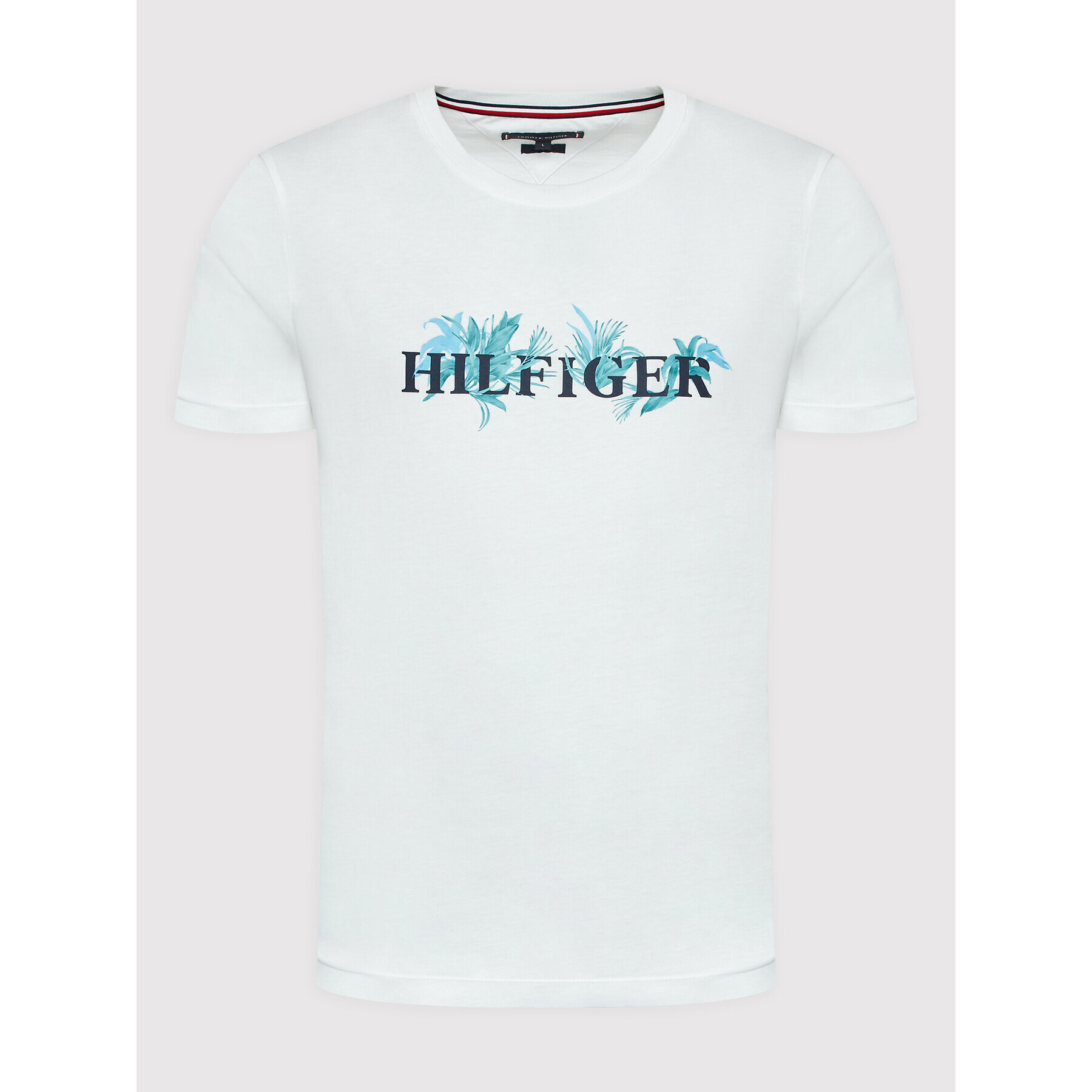 Tommy Hilfiger Тишърт Palm Floral MW0MW25662 Бял Regular Fit - Pepit.bg