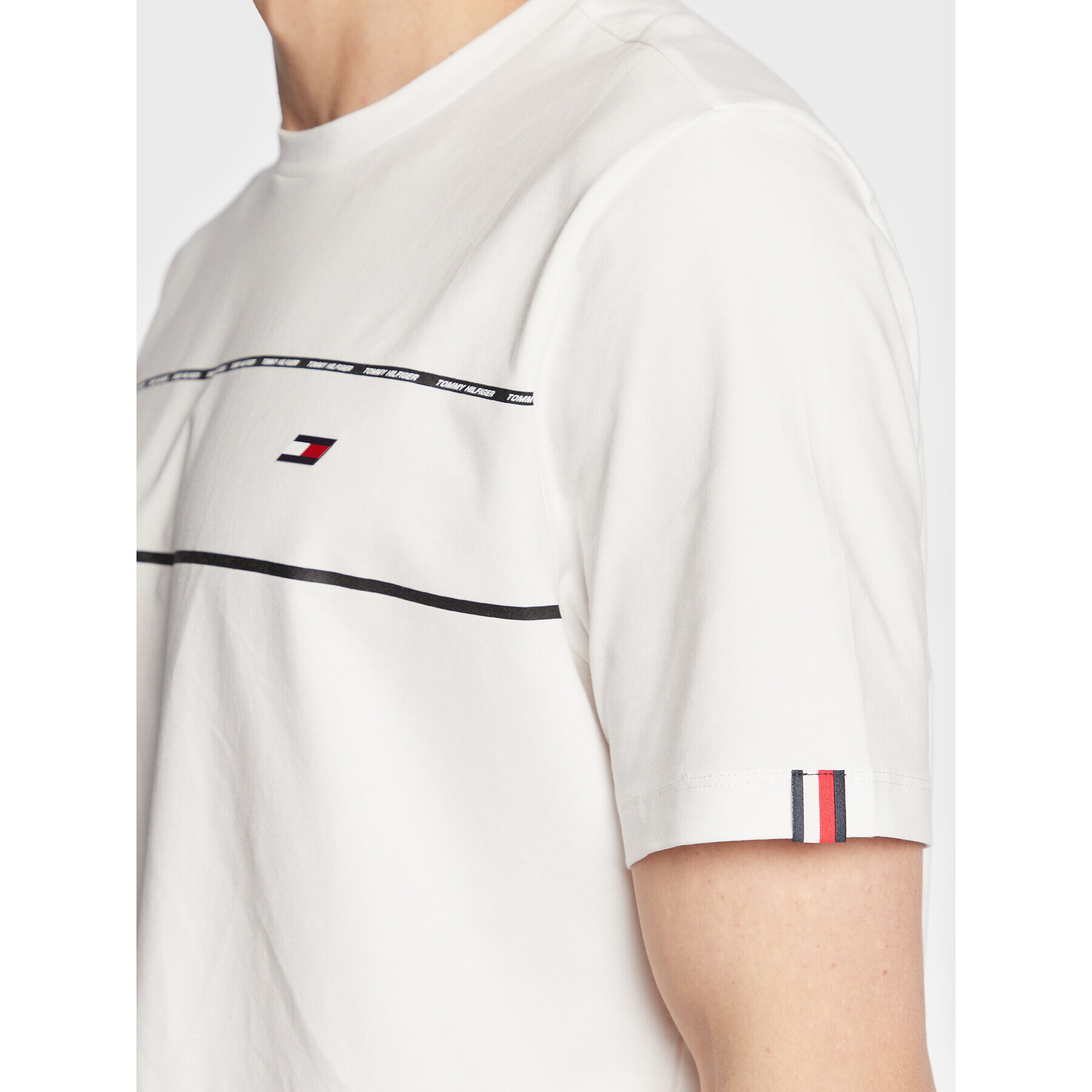 Tommy Hilfiger Тишърт Piping MW0MW28937 Бял Regular Fit - Pepit.bg