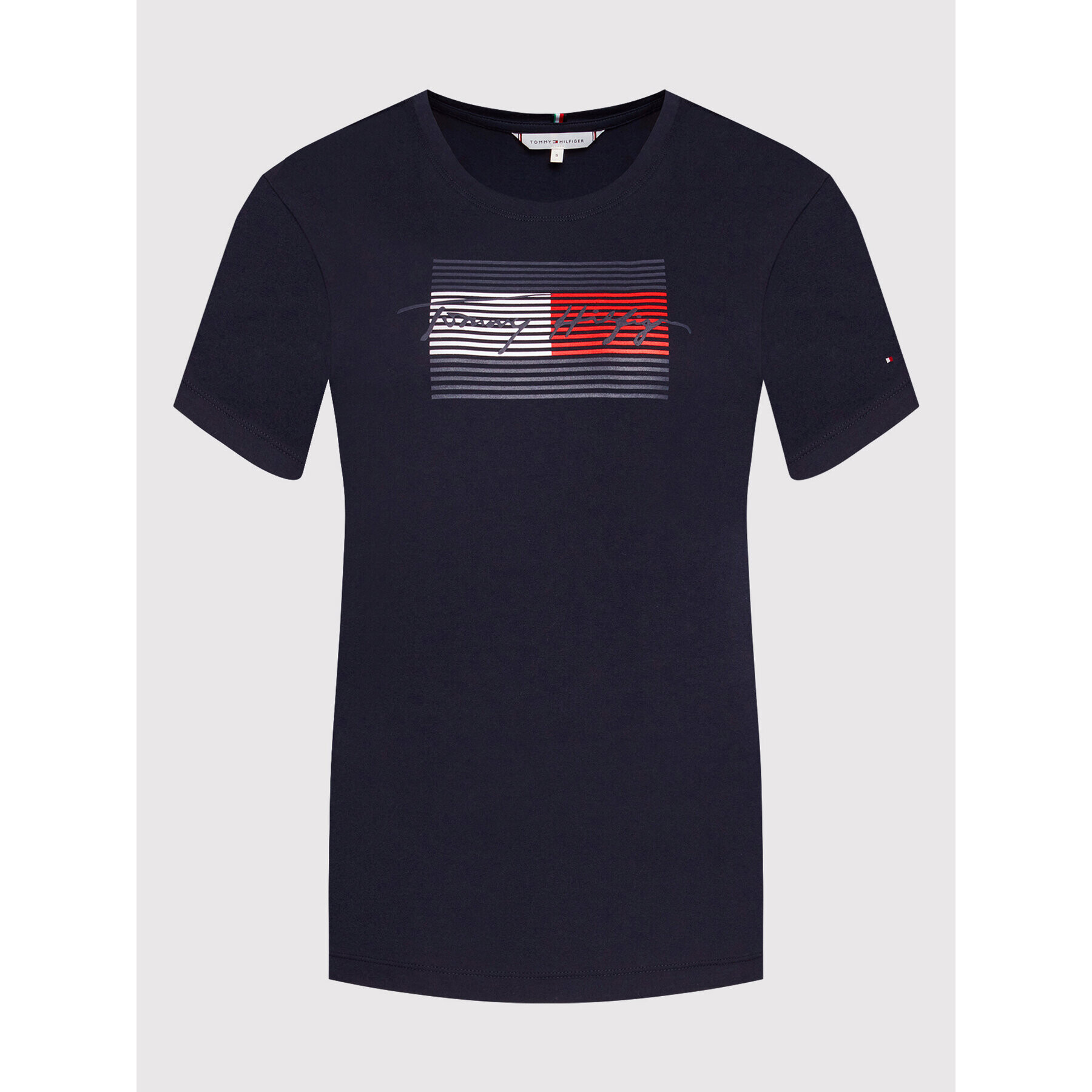 Tommy Hilfiger Тишърт Regular Flag C-nk WW0WW31771 Тъмносин Regular Fit - Pepit.bg