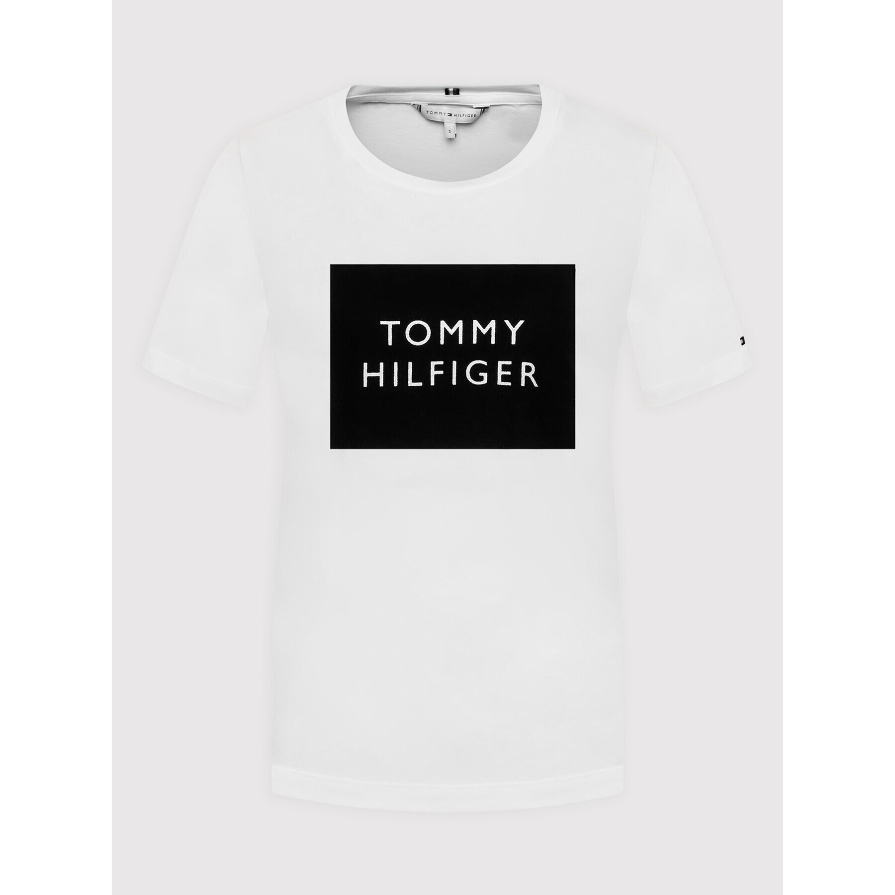 Tommy Hilfiger Тишърт Regular Flock Box C-nk WW0WW32800 Бял Regular Fit - Pepit.bg