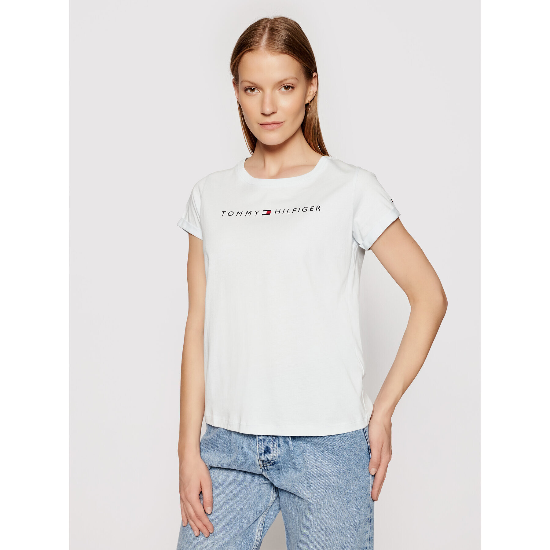 Tommy Hilfiger Тишърт Rn Tee Ss Logo UW0UW01618 Син Regular Fit - Pepit.bg