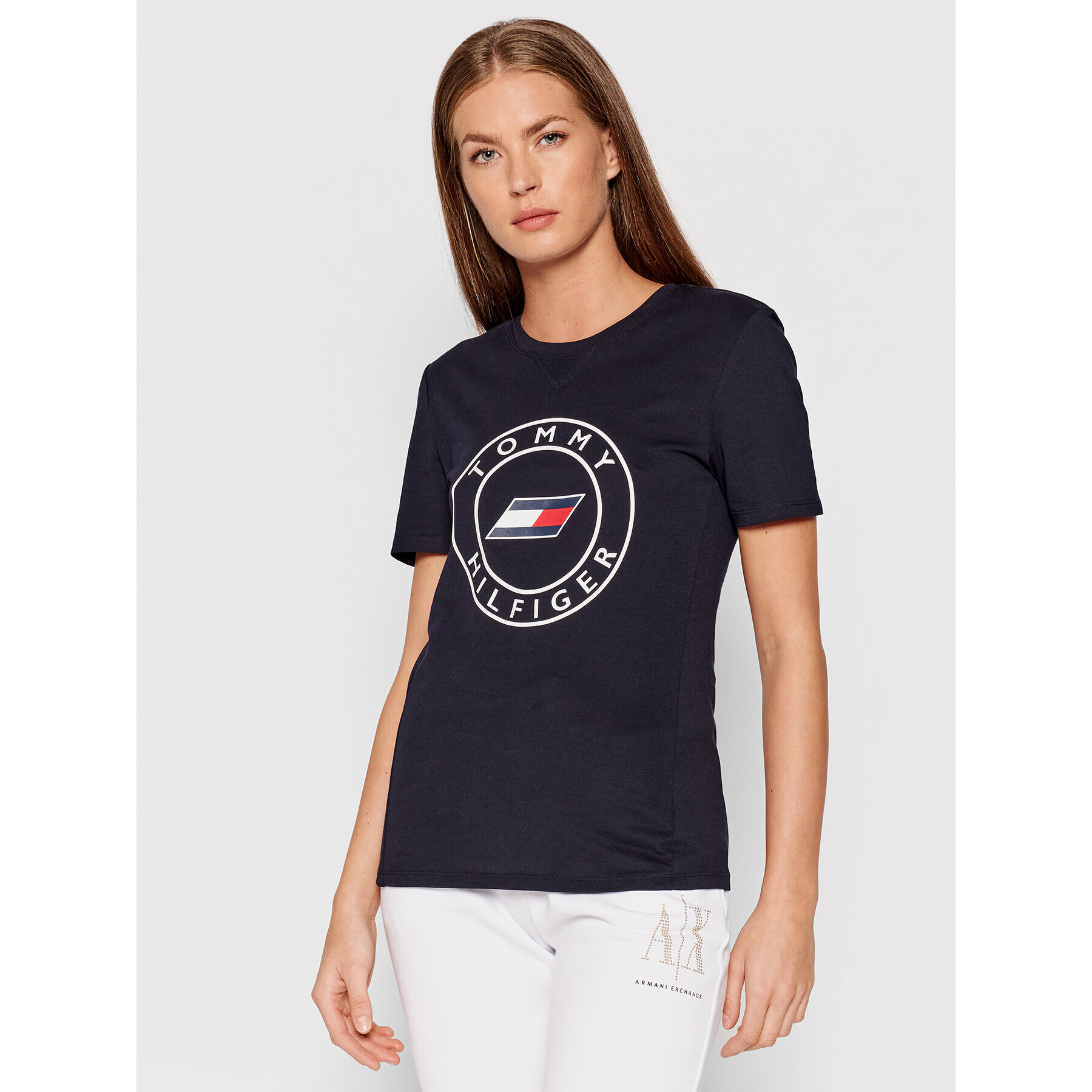 Tommy Hilfiger Тишърт Round Graphic S10S101046 Тъмносин Slim Fit - Pepit.bg