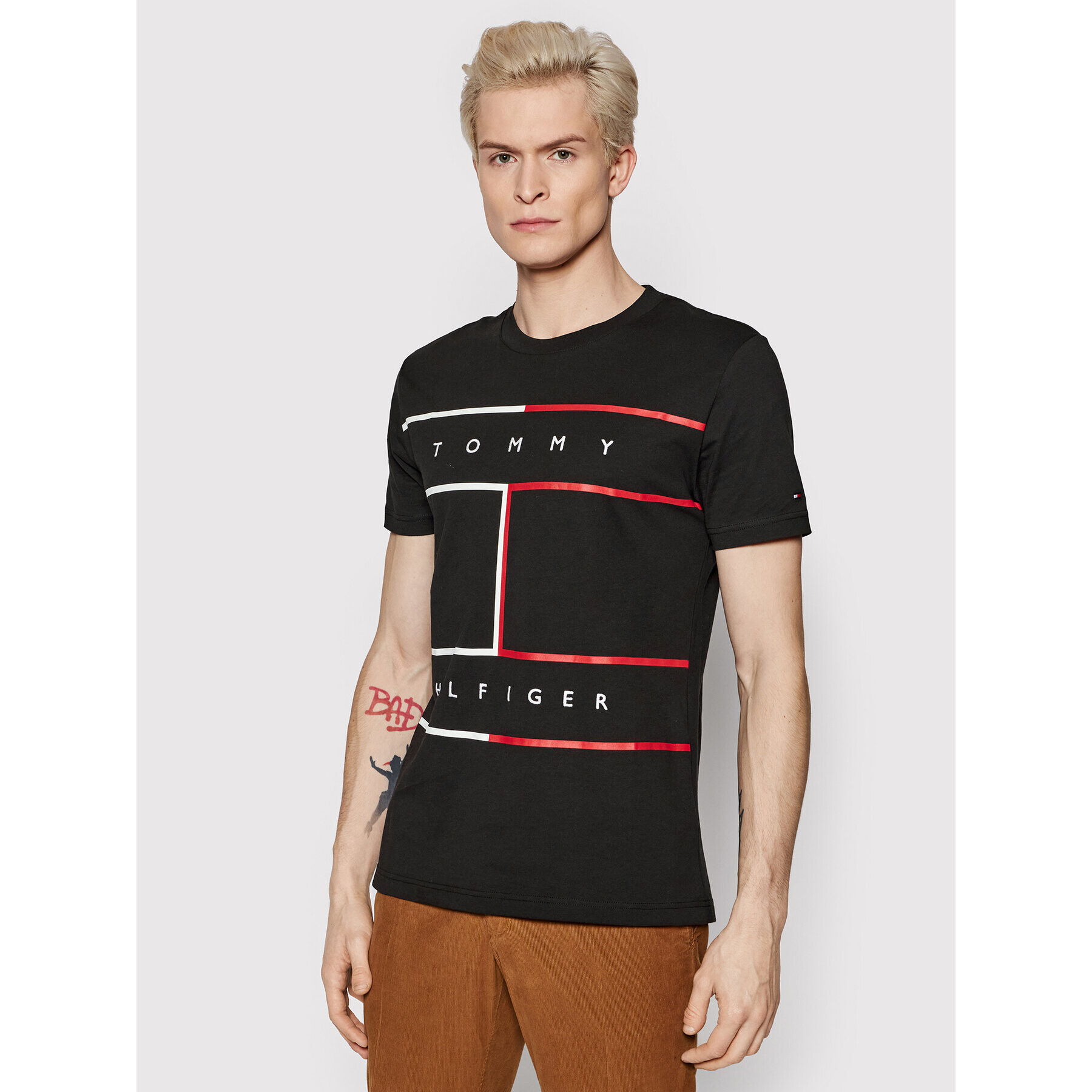 Tommy Hilfiger Тишърт Rwb Flag MW0MW25044 Черен Regular Fit - Pepit.bg