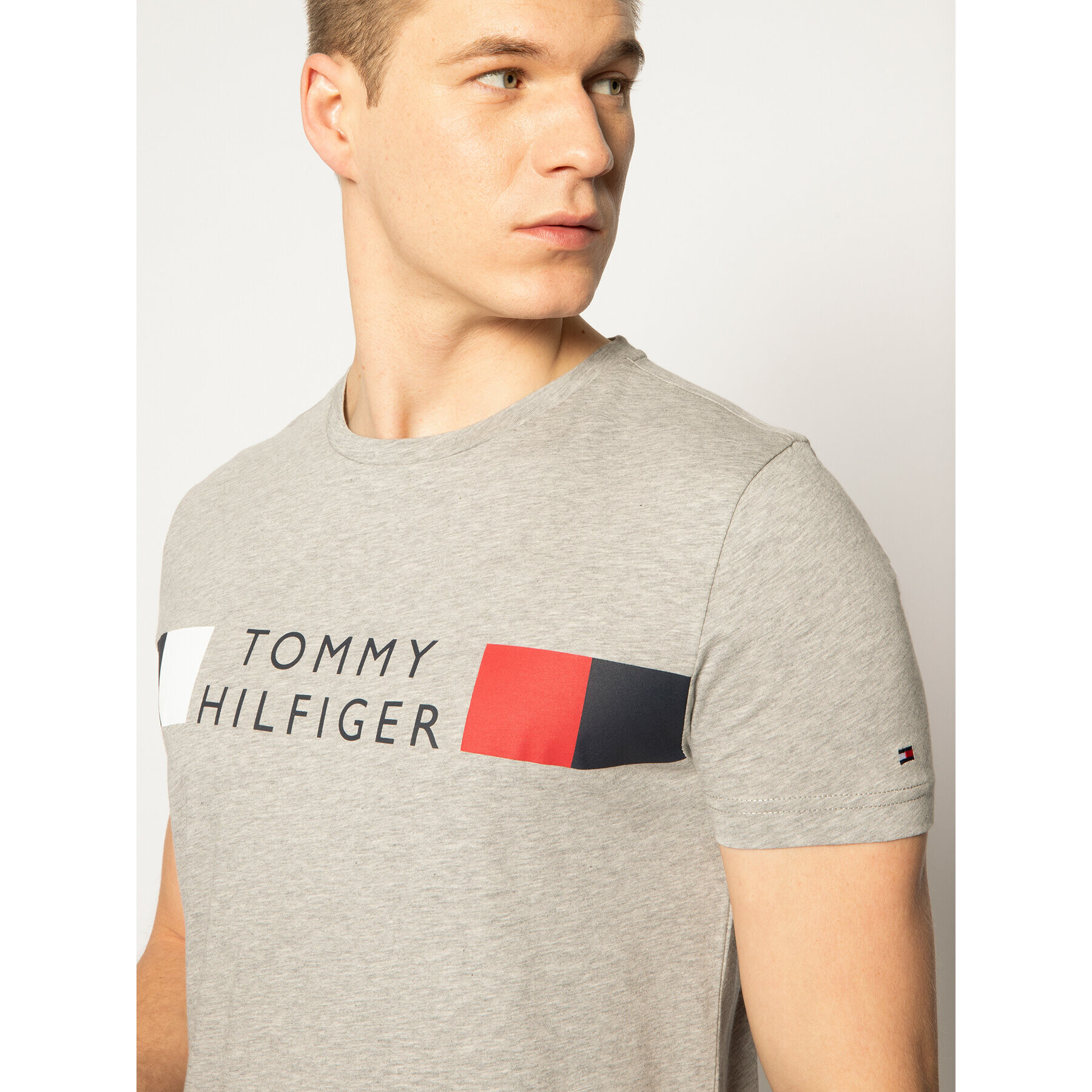 Tommy Hilfiger Тишърт Rwb Stripe Tee MW0MW13330 Сив Regular Fit - Pepit.bg