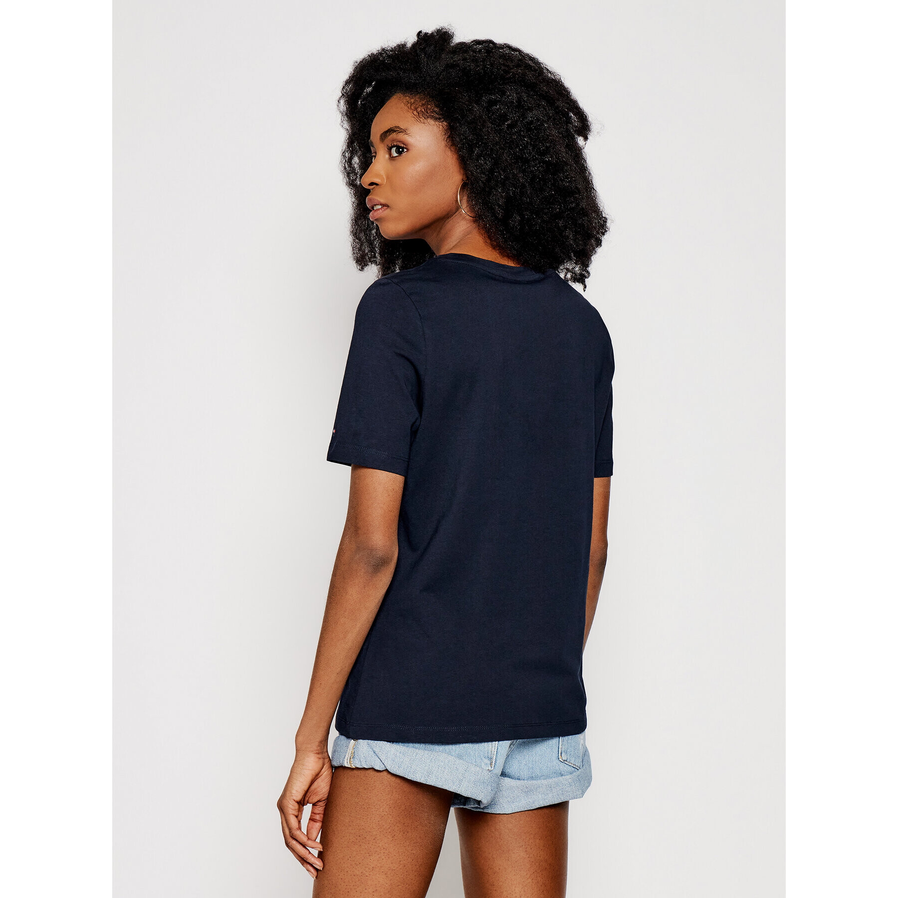 Tommy Hilfiger Тишърт Script Open Tee WW0WW29523 Тъмносин Regular Fit - Pepit.bg