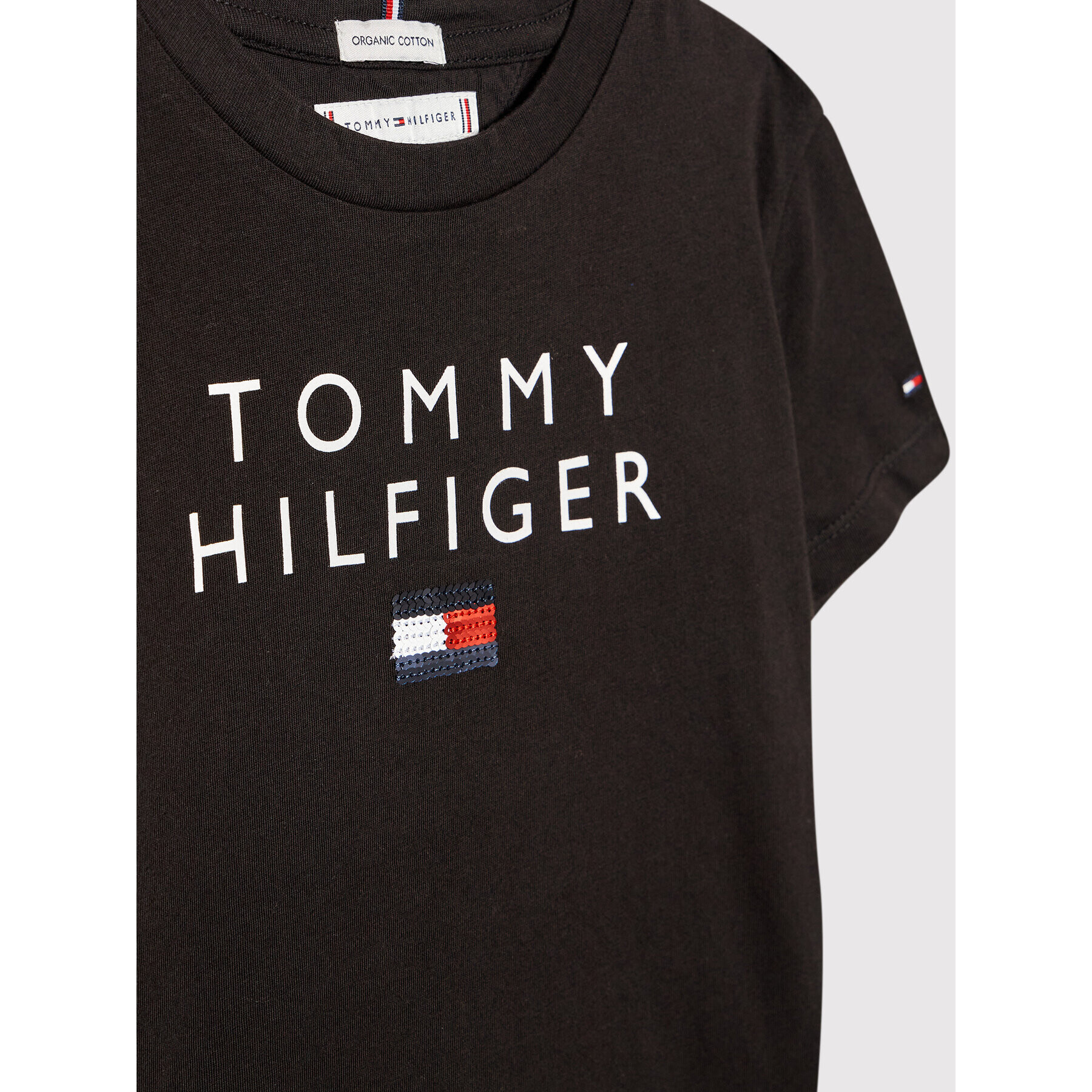 Tommy Hilfiger Тишърт Sequins KG0KG06163 D Черен Regular Fit - Pepit.bg