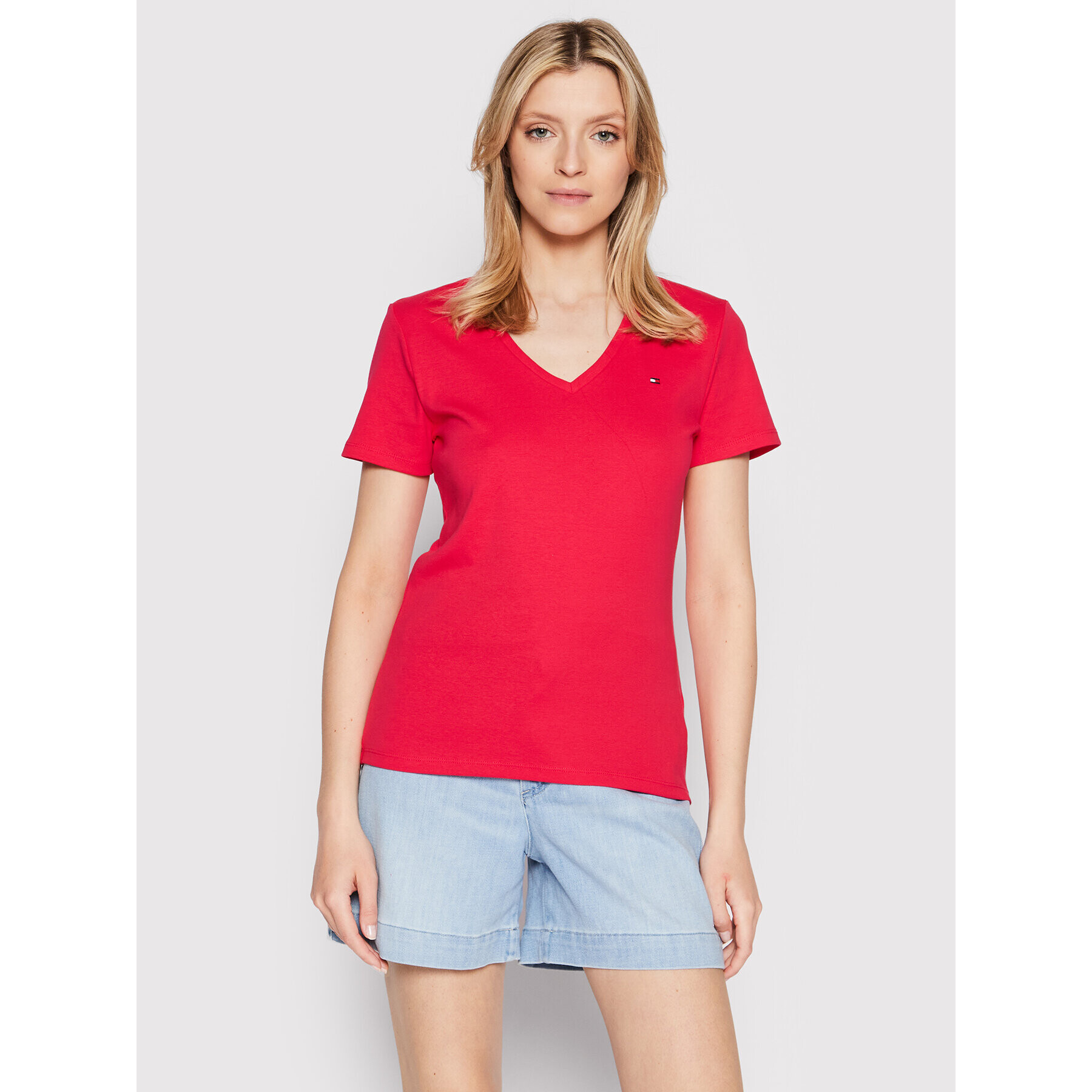 Tommy Hilfiger Тишърт Solid WW0WW30511 Розов Slim Fit - Pepit.bg