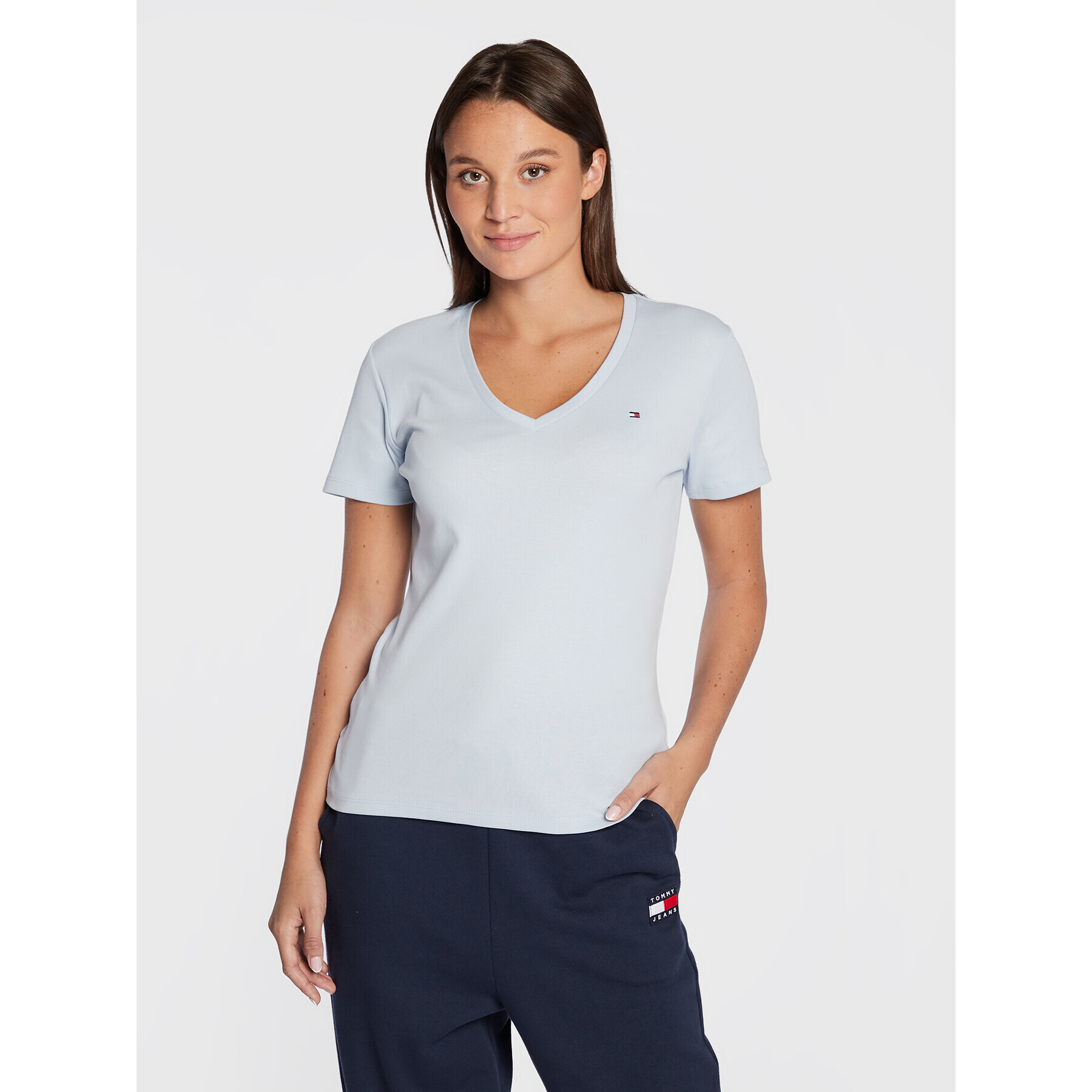 Tommy Hilfiger Тишърт Solid WW0WW30511 Син Slim Fit - Pepit.bg