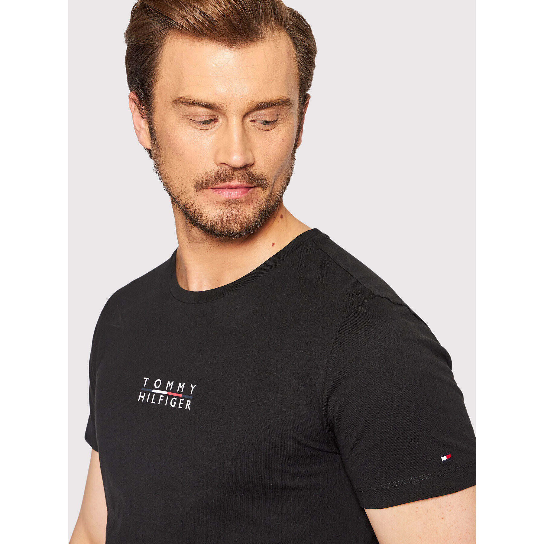 Tommy Hilfiger Тишърт Square Logo MW0MW24547 Черен Regular Fit - Pepit.bg