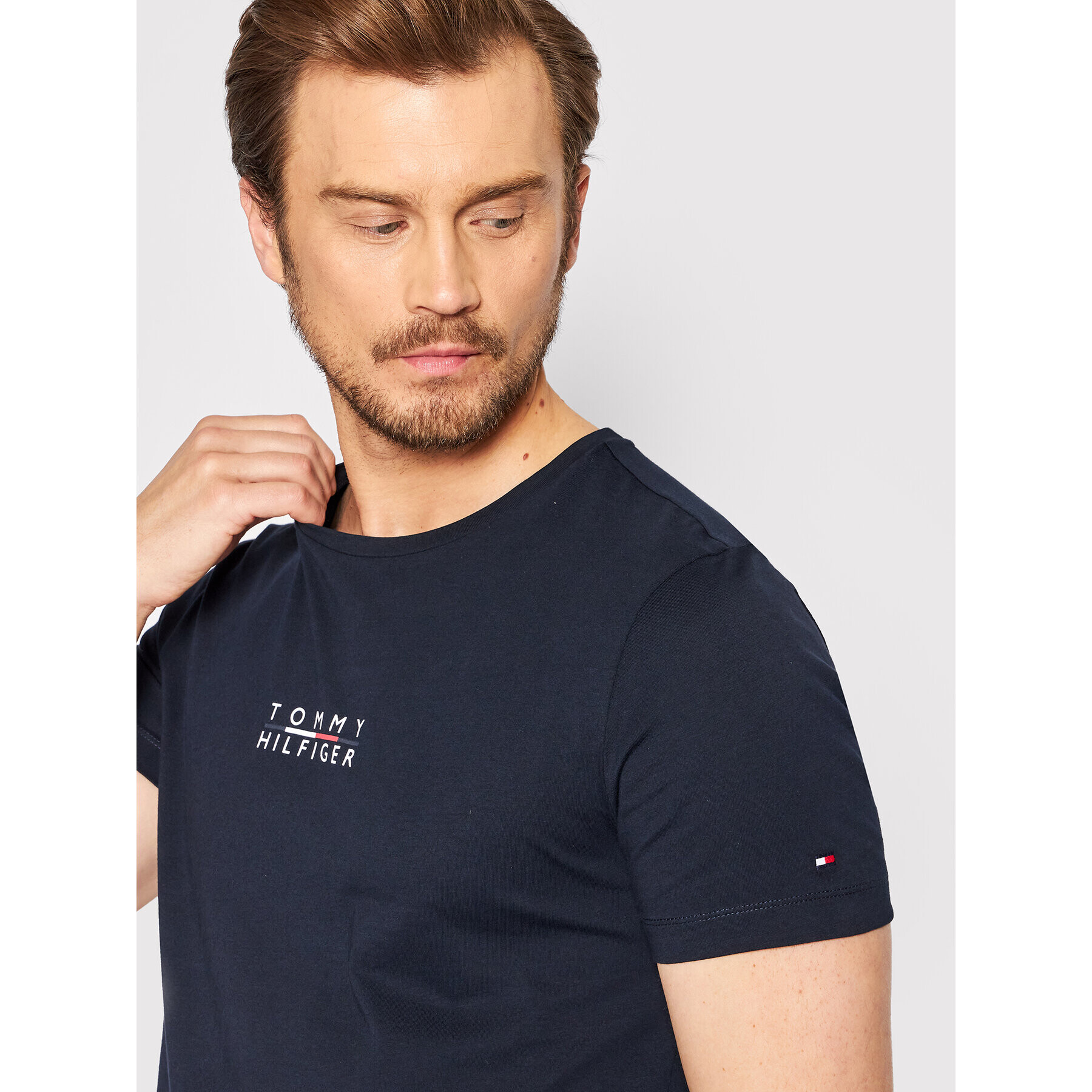 Tommy Hilfiger Тишърт Square Logo MW0MW24547 Тъмносин Regular Fit - Pepit.bg