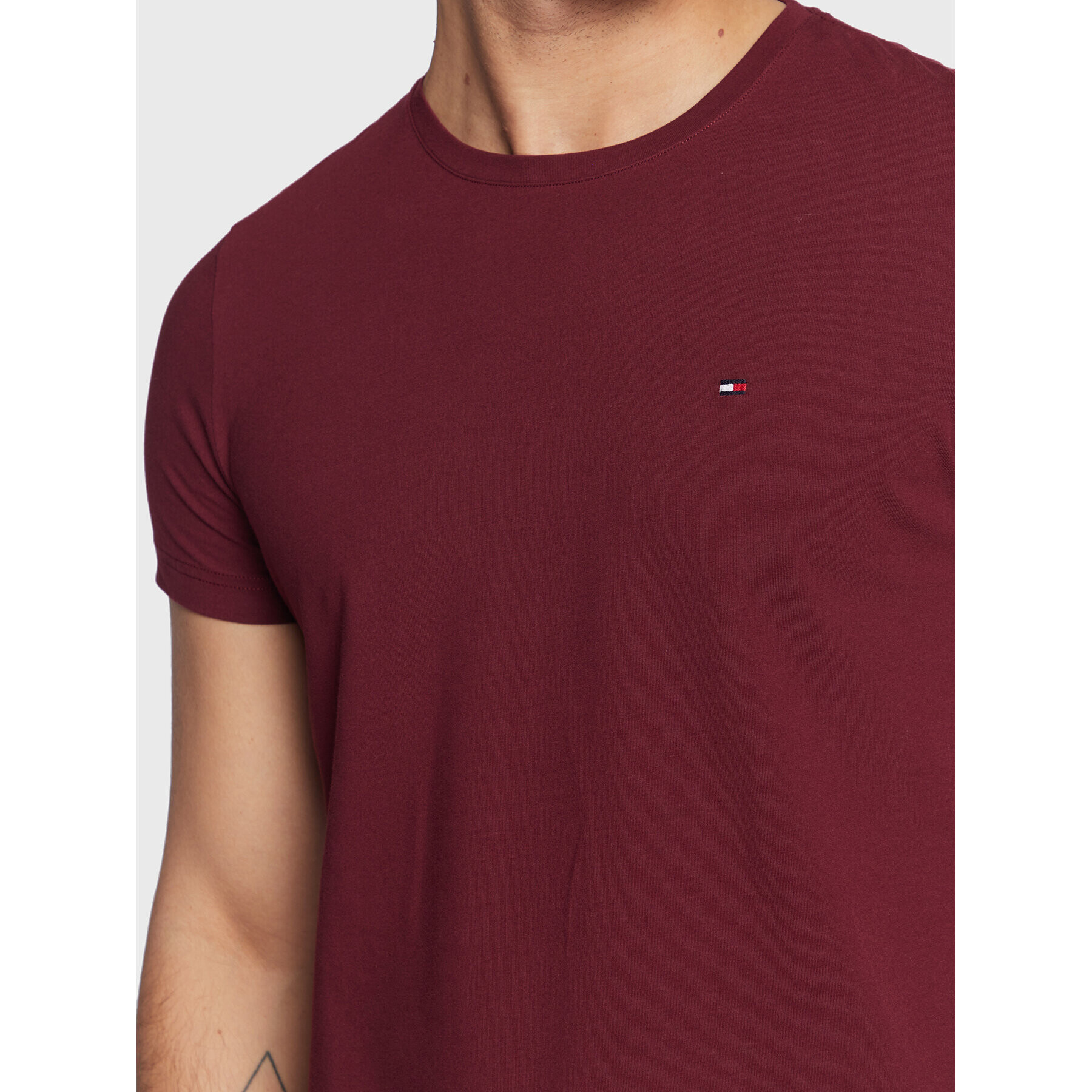 Tommy Hilfiger Тишърт Stretch MW0MW10800 Бордо Extra Slim Fit - Pepit.bg