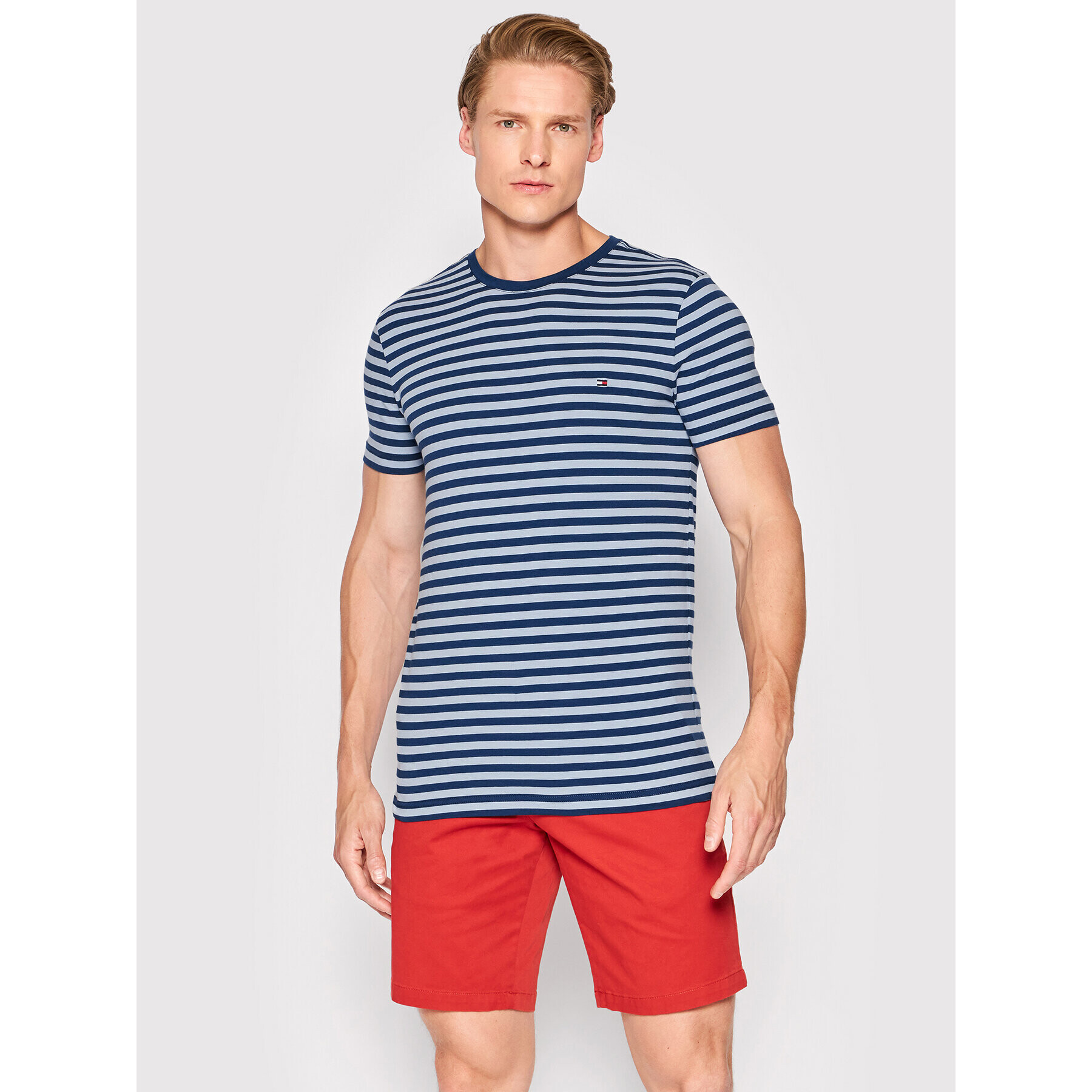 Tommy Hilfiger Тишърт Stretch MW0MW10800 Тъмносин Slim Fit - Pepit.bg