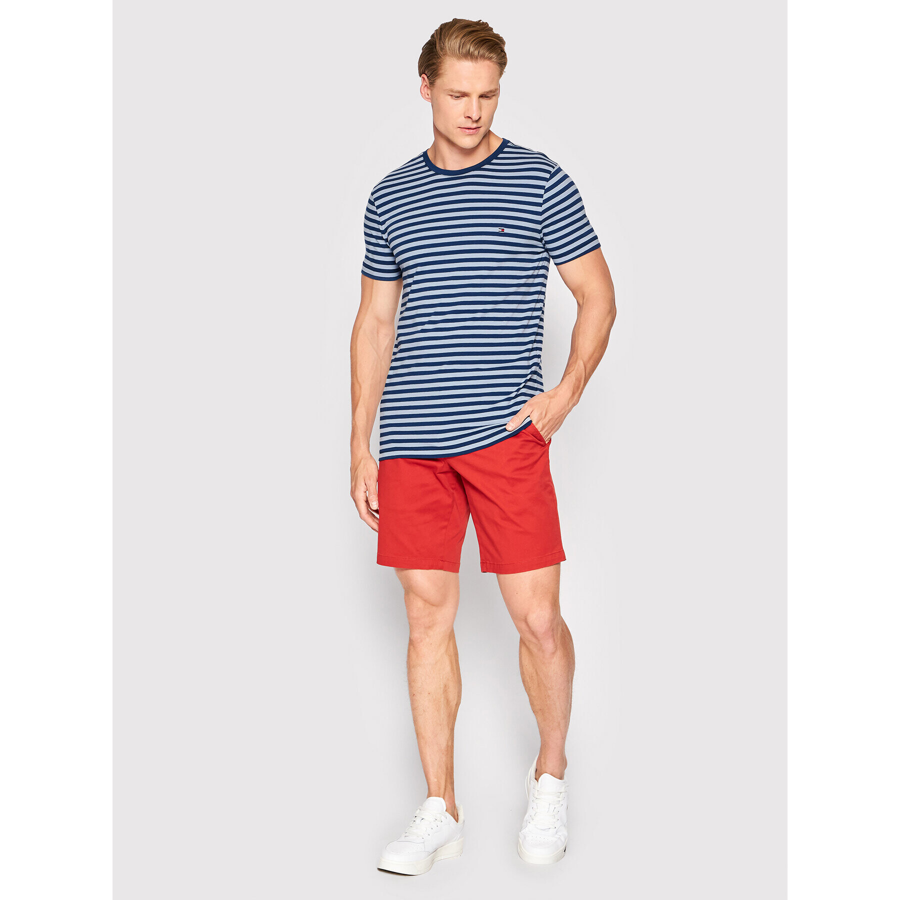 Tommy Hilfiger Тишърт Stretch MW0MW10800 Тъмносин Slim Fit - Pepit.bg