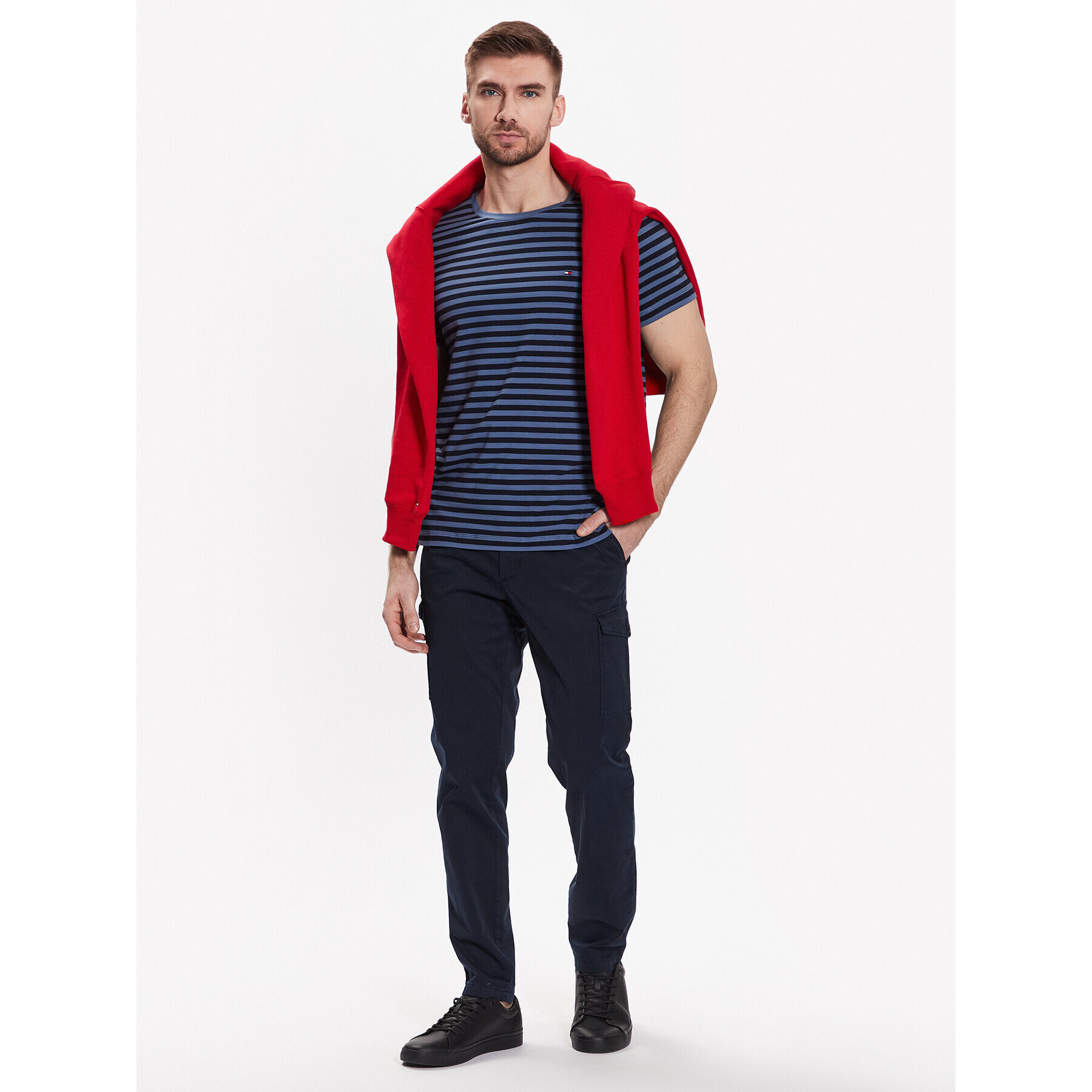 Tommy Hilfiger Тишърт Stretch MW0MW10800 Тъмносин Slim Fit - Pepit.bg