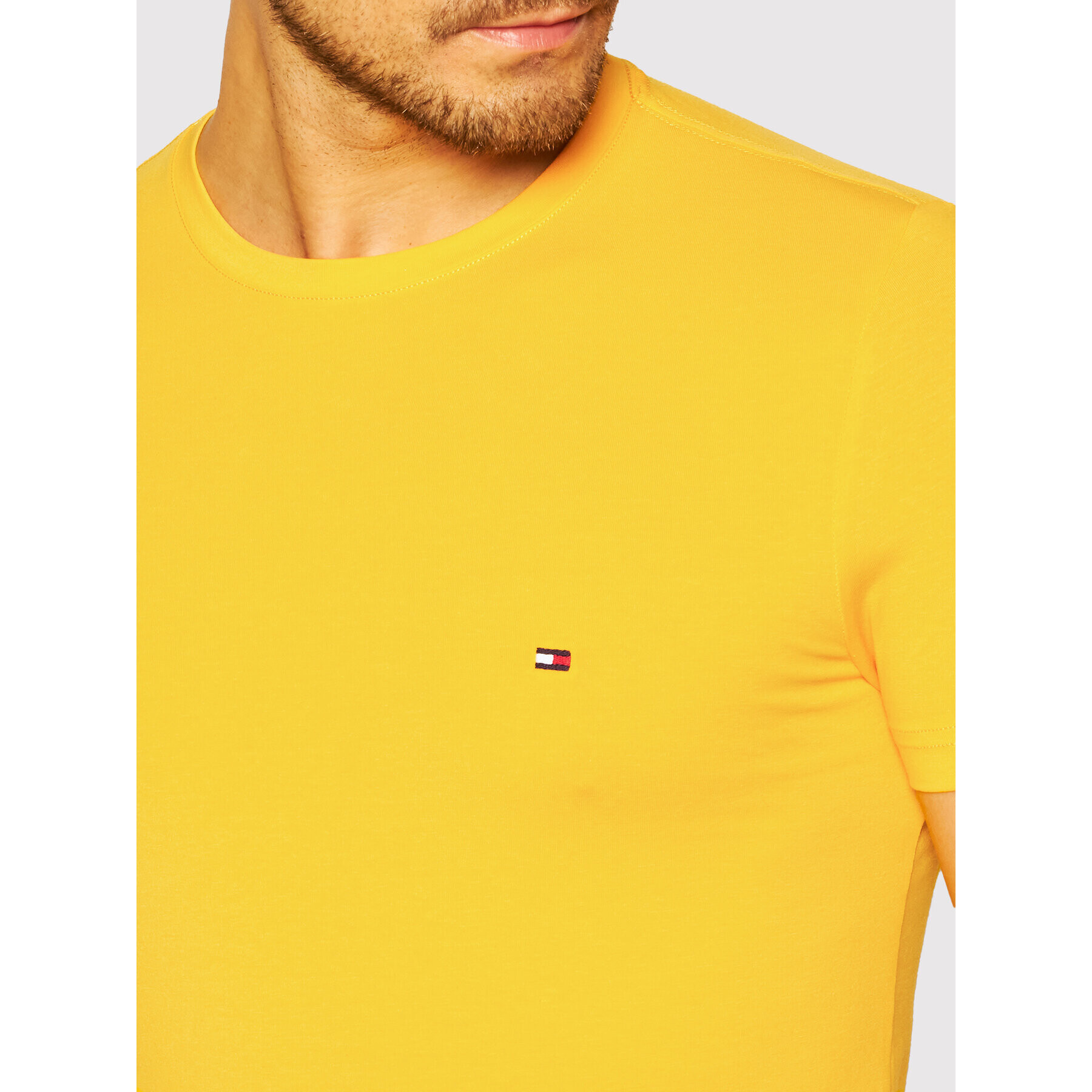 Tommy Hilfiger Тишърт Stretch MW0MW10800 Жълт Slim Fit - Pepit.bg