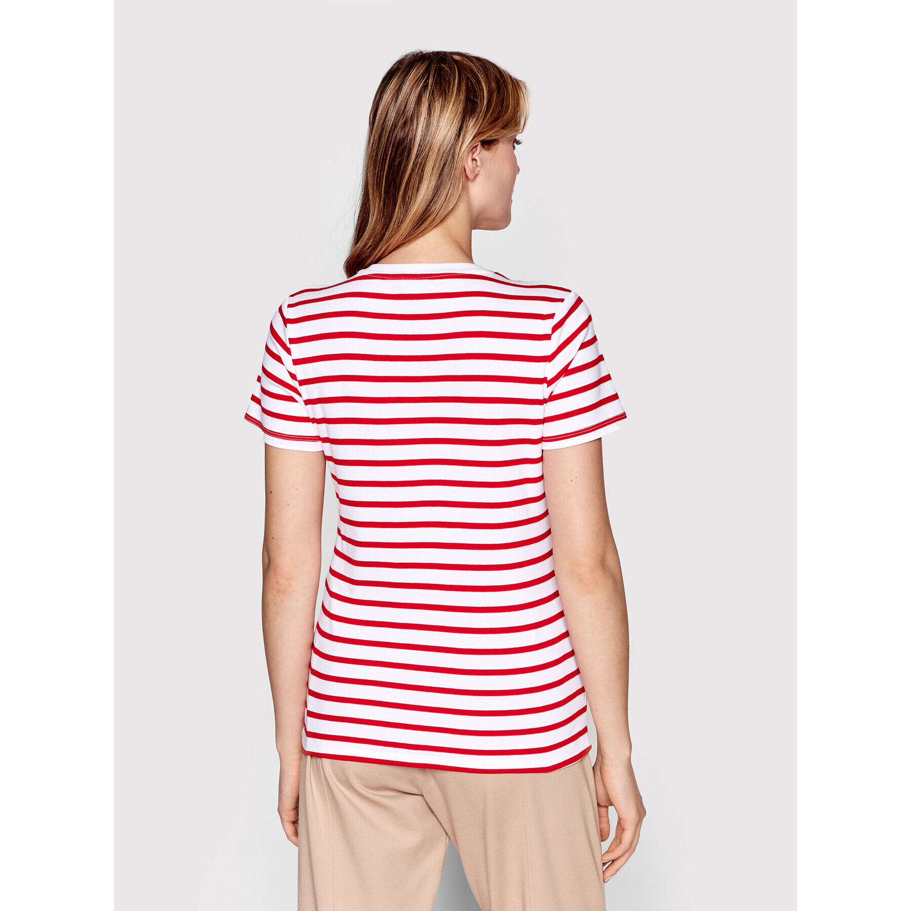 Tommy Hilfiger Тишърт Stripe WW0WW27725 Червен Slim Fit - Pepit.bg