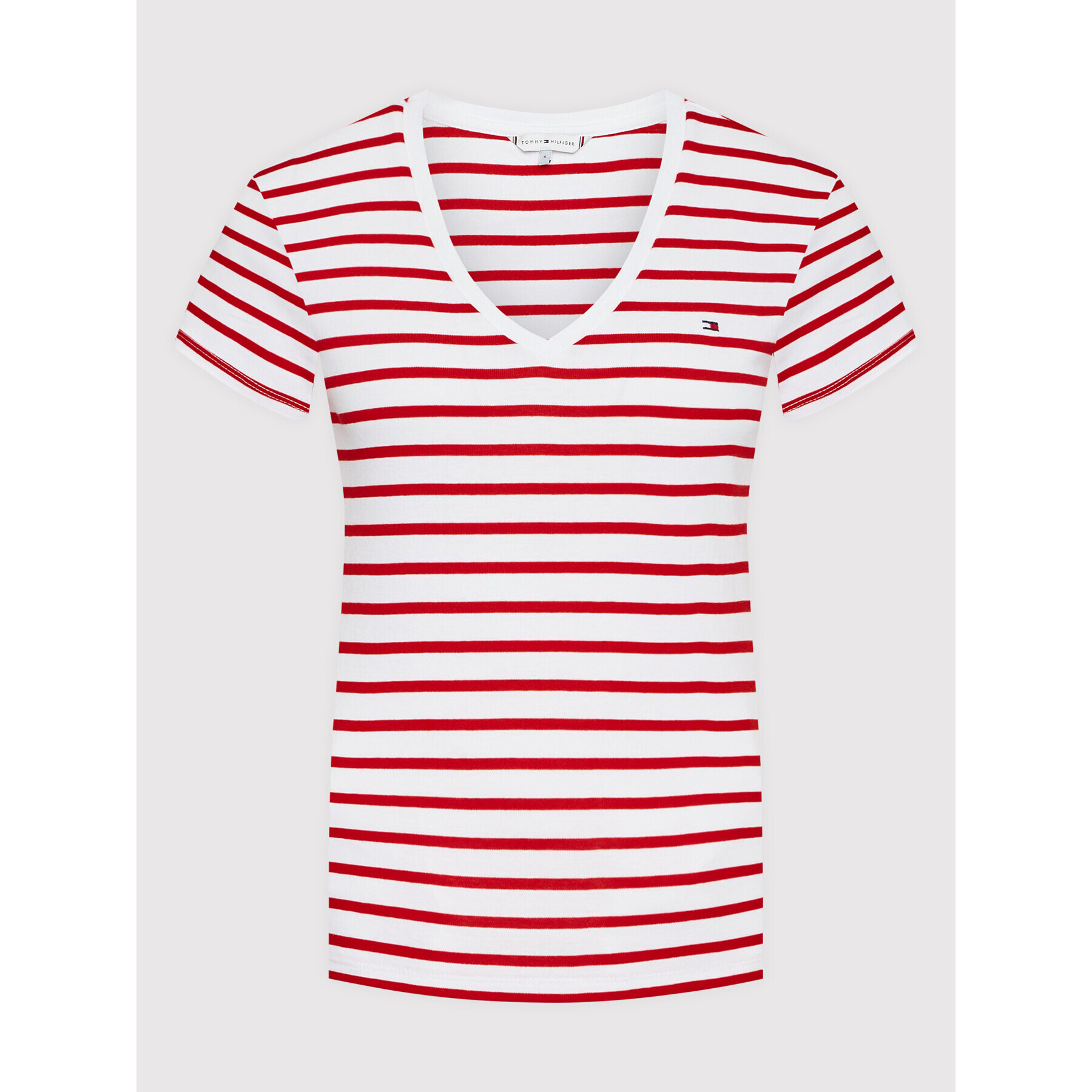 Tommy Hilfiger Тишърт Stripe WW0WW27725 Червен Slim Fit - Pepit.bg