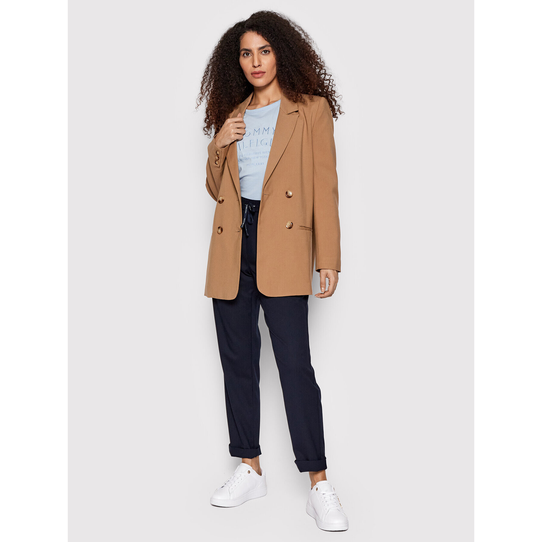 Tommy Hilfiger Тишърт Text Emb C-Nk WW0WW34269 Син Regular Fit - Pepit.bg