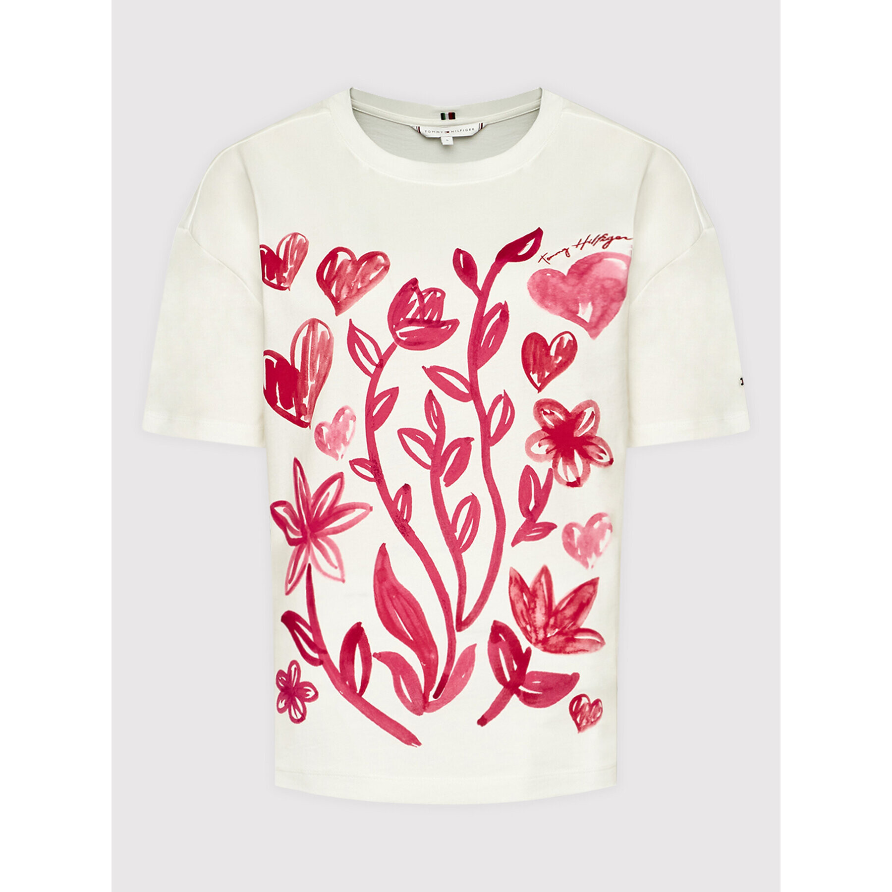 Tommy Hilfiger Тишърт Th Script WW0WW35487 Бял Relaxed Fit - Pepit.bg