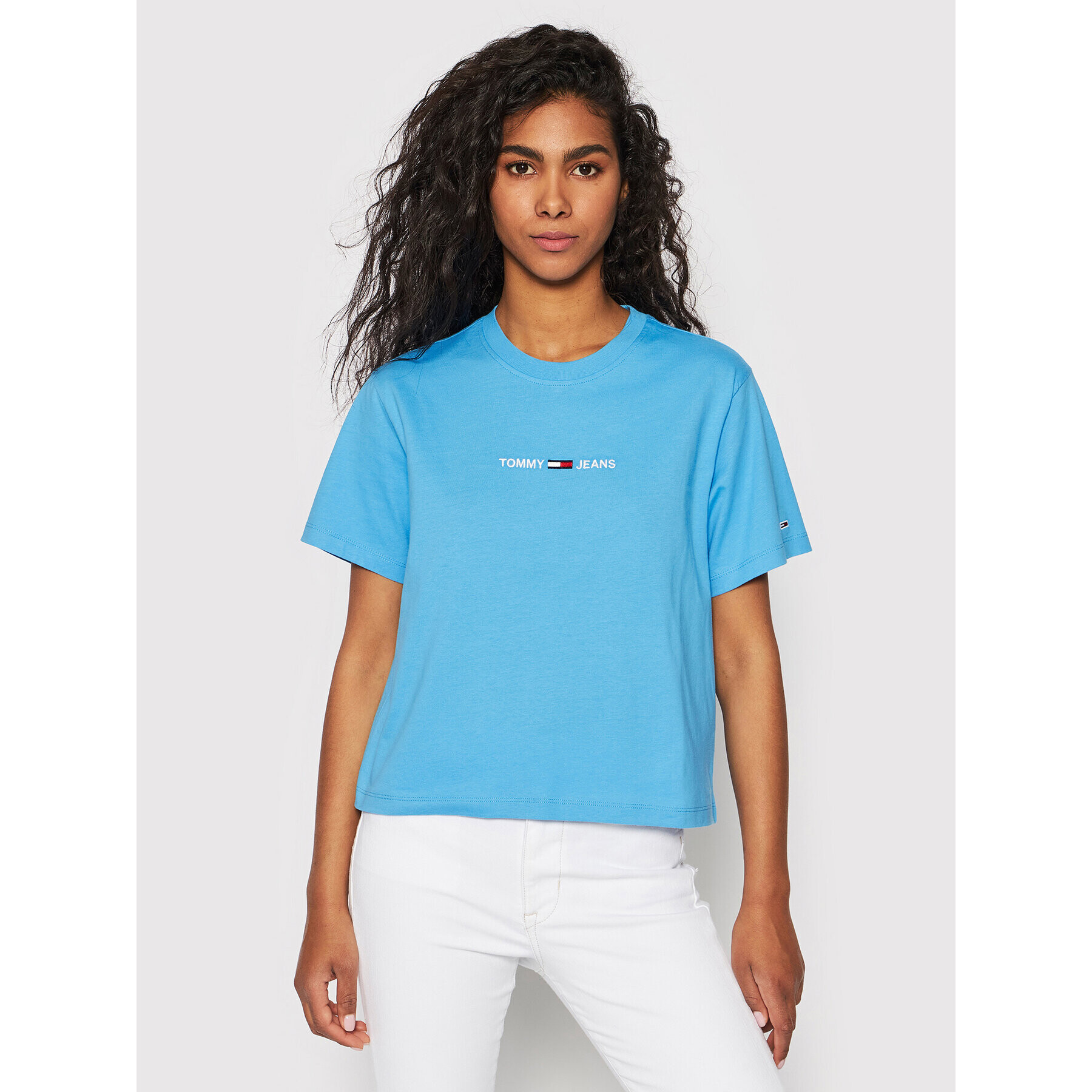 Tommy Hilfiger Тишърт Tjw Linear Logo DW0DW10057 Син Regular Fit - Pepit.bg
