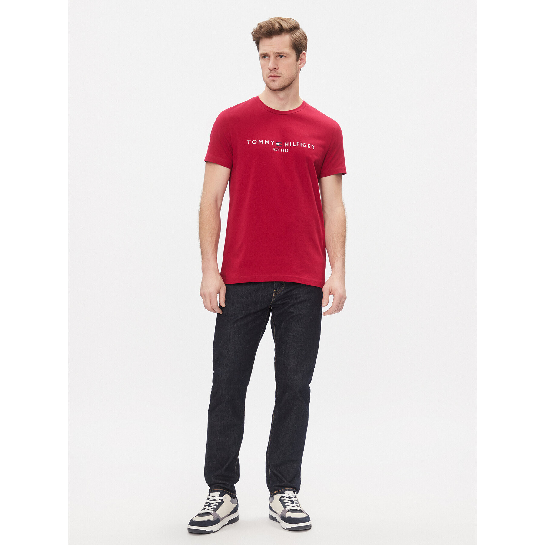 Tommy Hilfiger Тишърт Tommy Logo Tee MW0MW11797 Червен Regular Fit - Pepit.bg