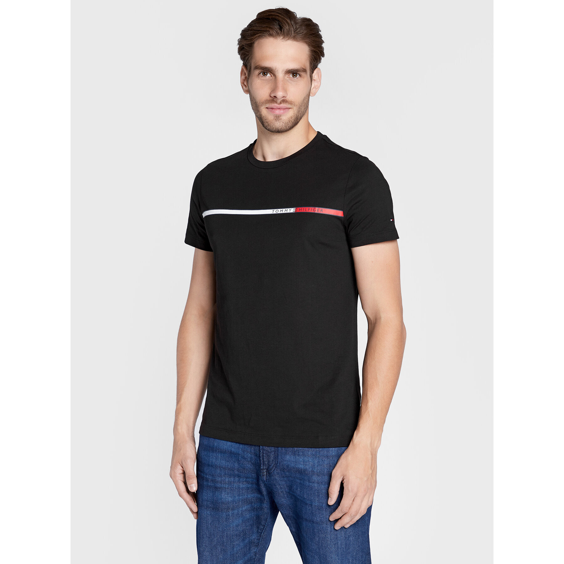 Tommy Hilfiger Тишърт Two Tone MW0MW27912 Черен Slim Fit - Pepit.bg