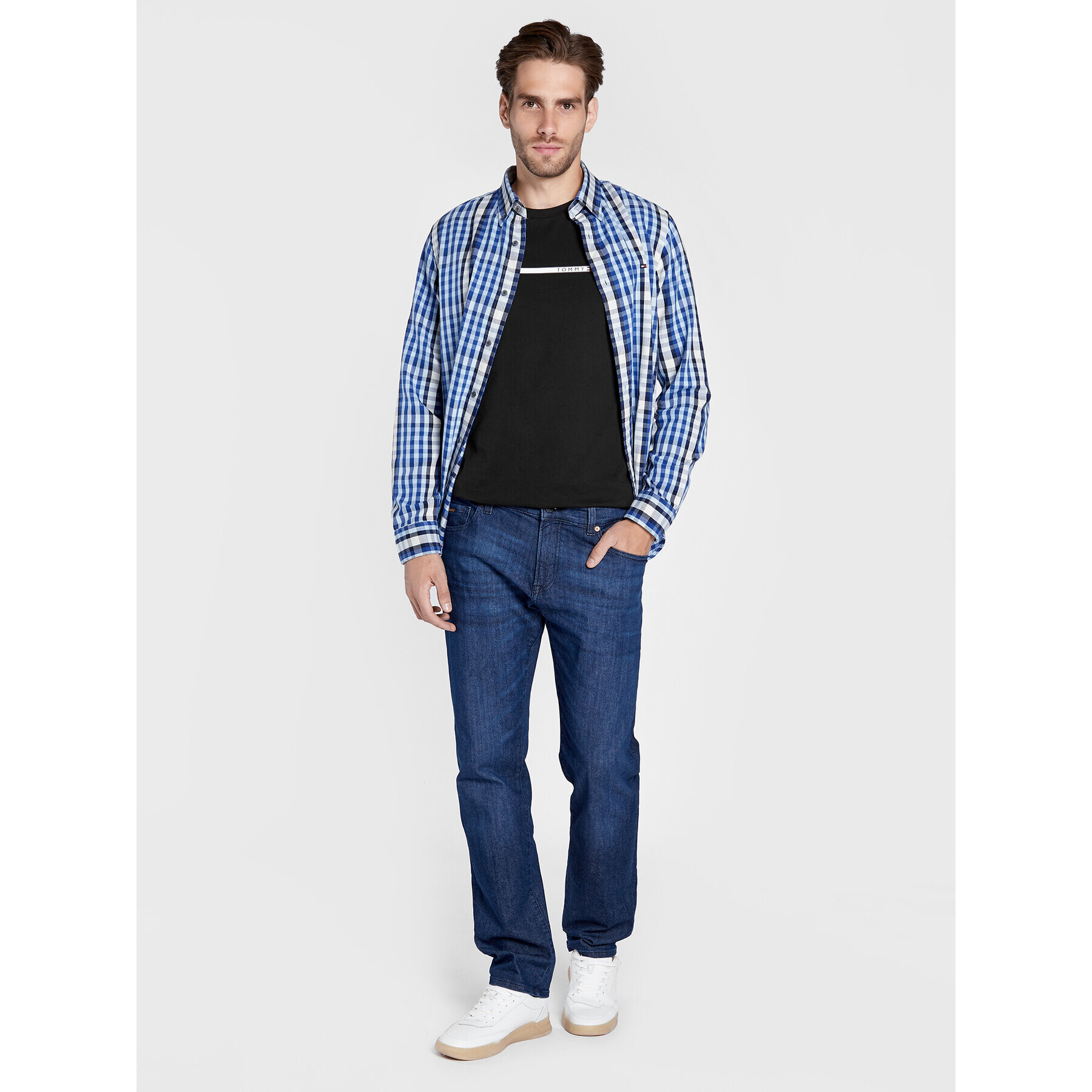 Tommy Hilfiger Тишърт Two Tone MW0MW27912 Черен Slim Fit - Pepit.bg