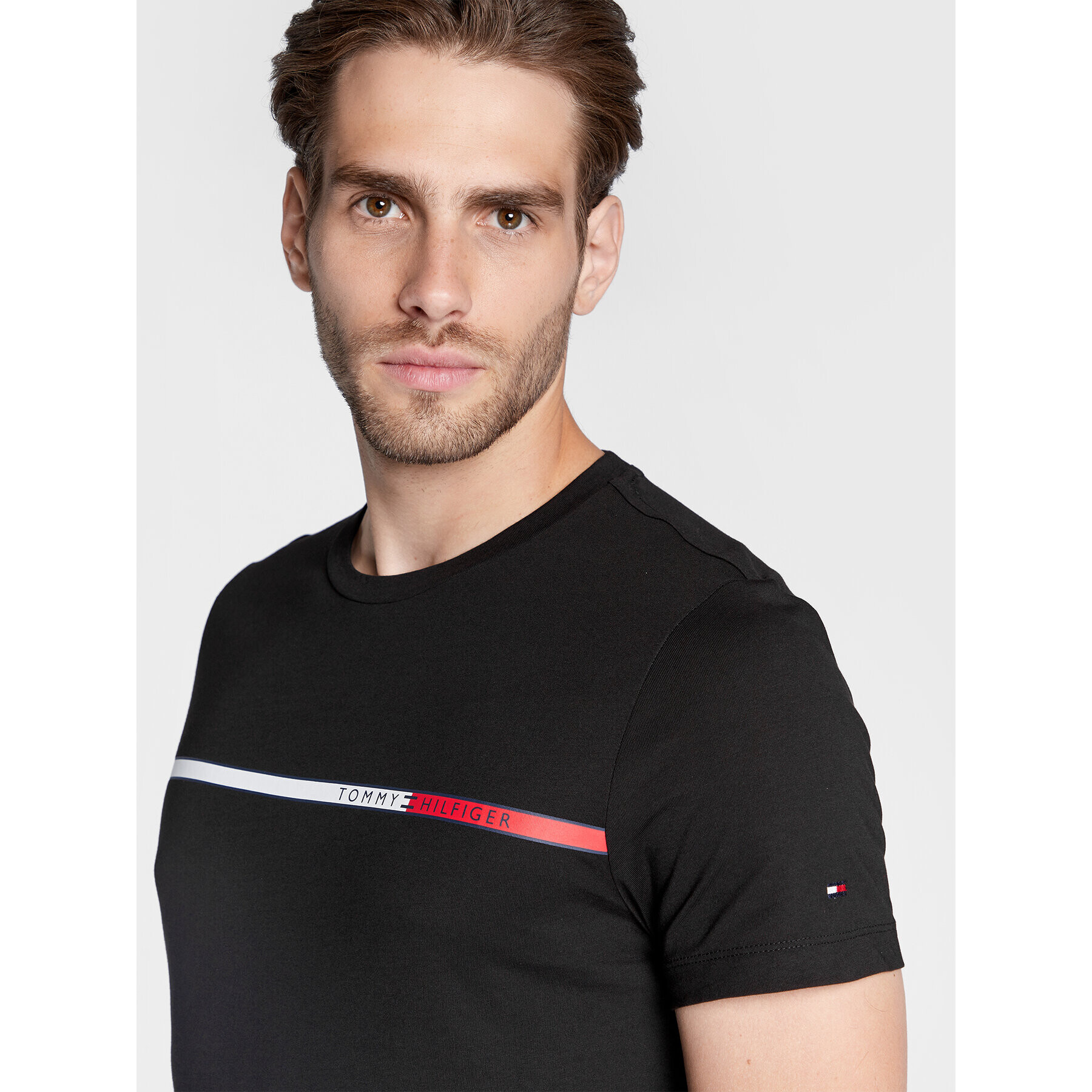 Tommy Hilfiger Тишърт Two Tone MW0MW27912 Черен Slim Fit - Pepit.bg