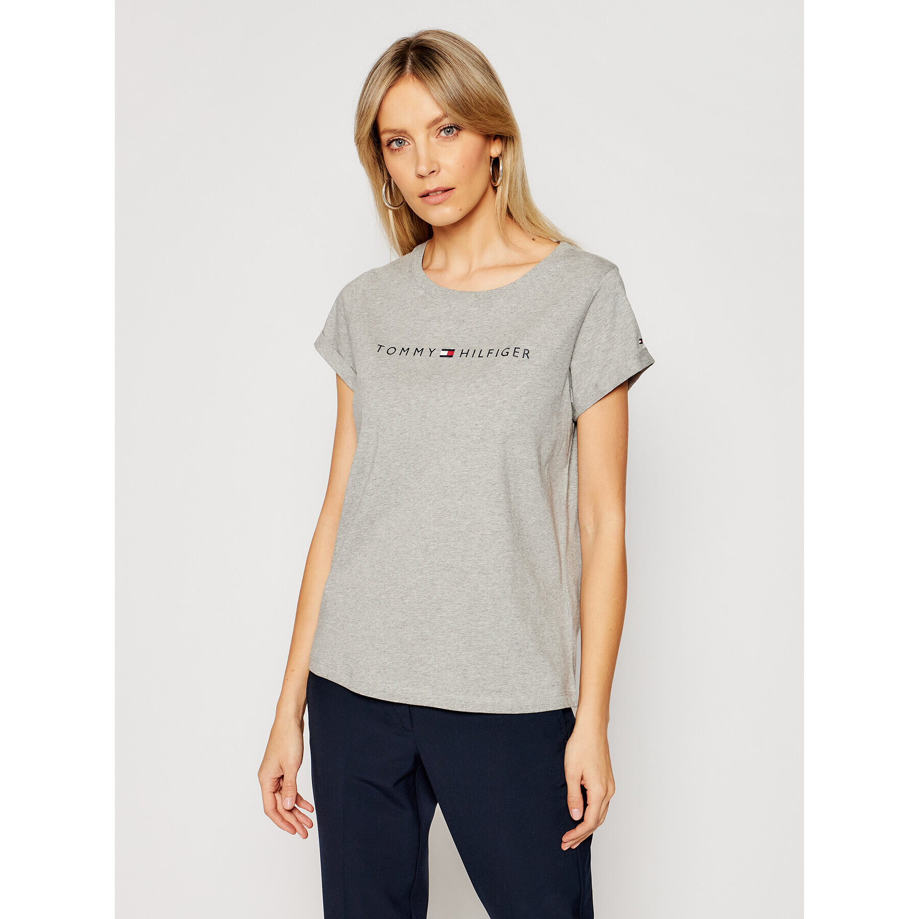 Tommy Hilfiger Тишърт UW0UW01618 Сив Slim Fit - Pepit.bg
