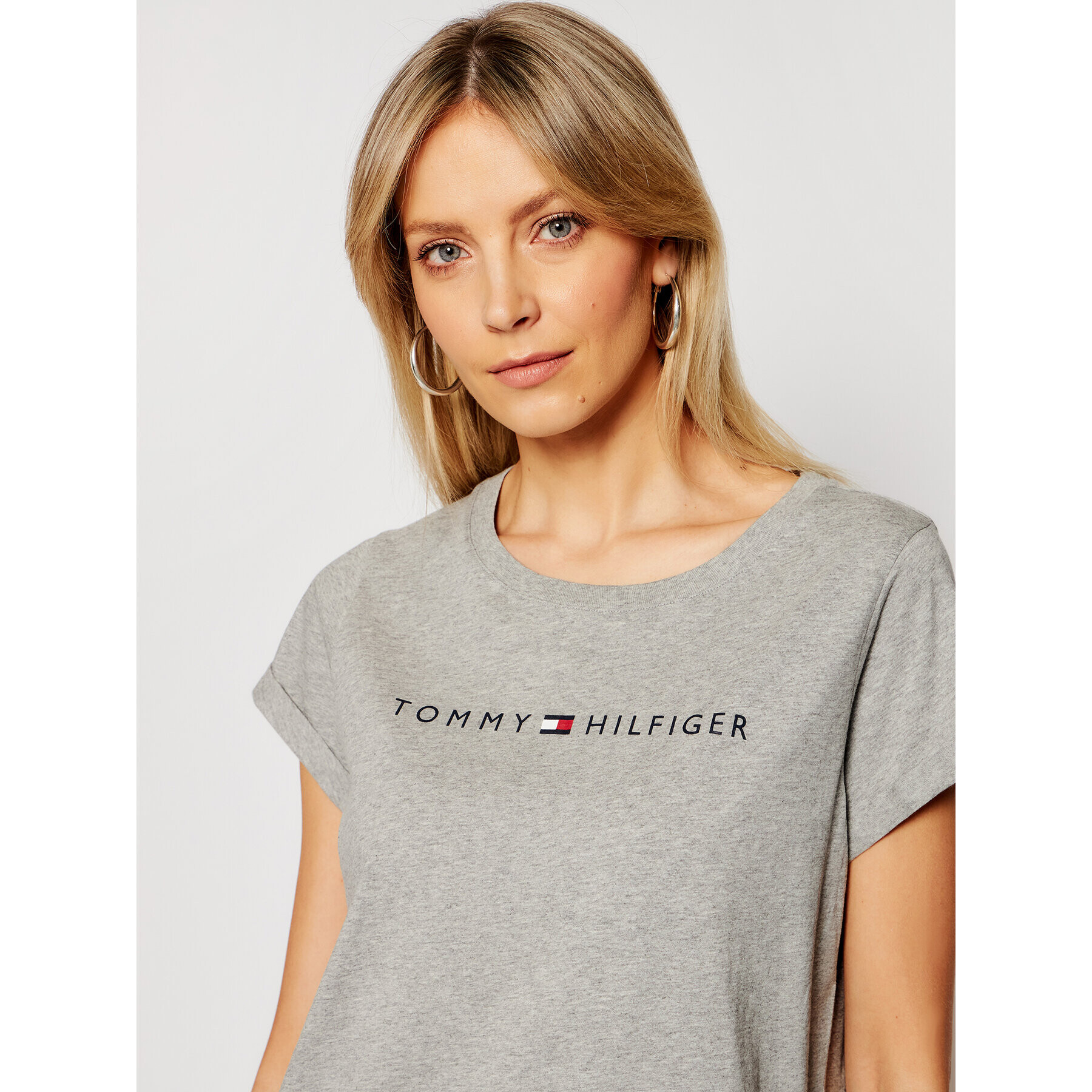 Tommy Hilfiger Тишърт UW0UW01618 Сив Slim Fit - Pepit.bg