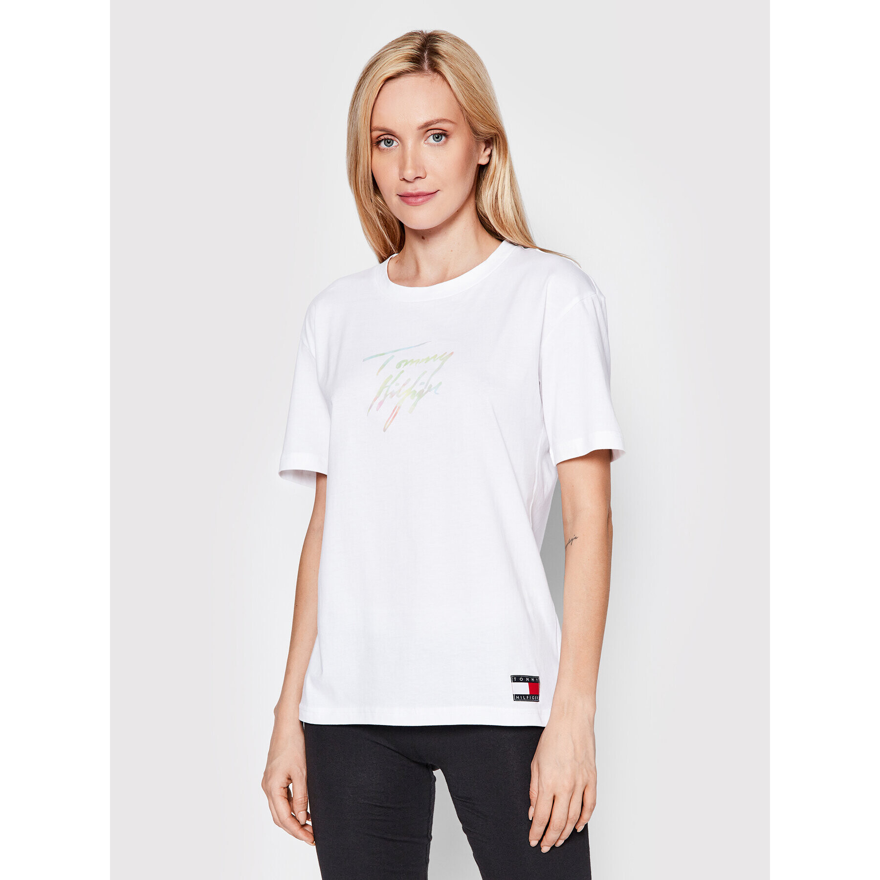 Tommy Hilfiger Тишърт UW0UW02262 Бял Regular Fit - Pepit.bg