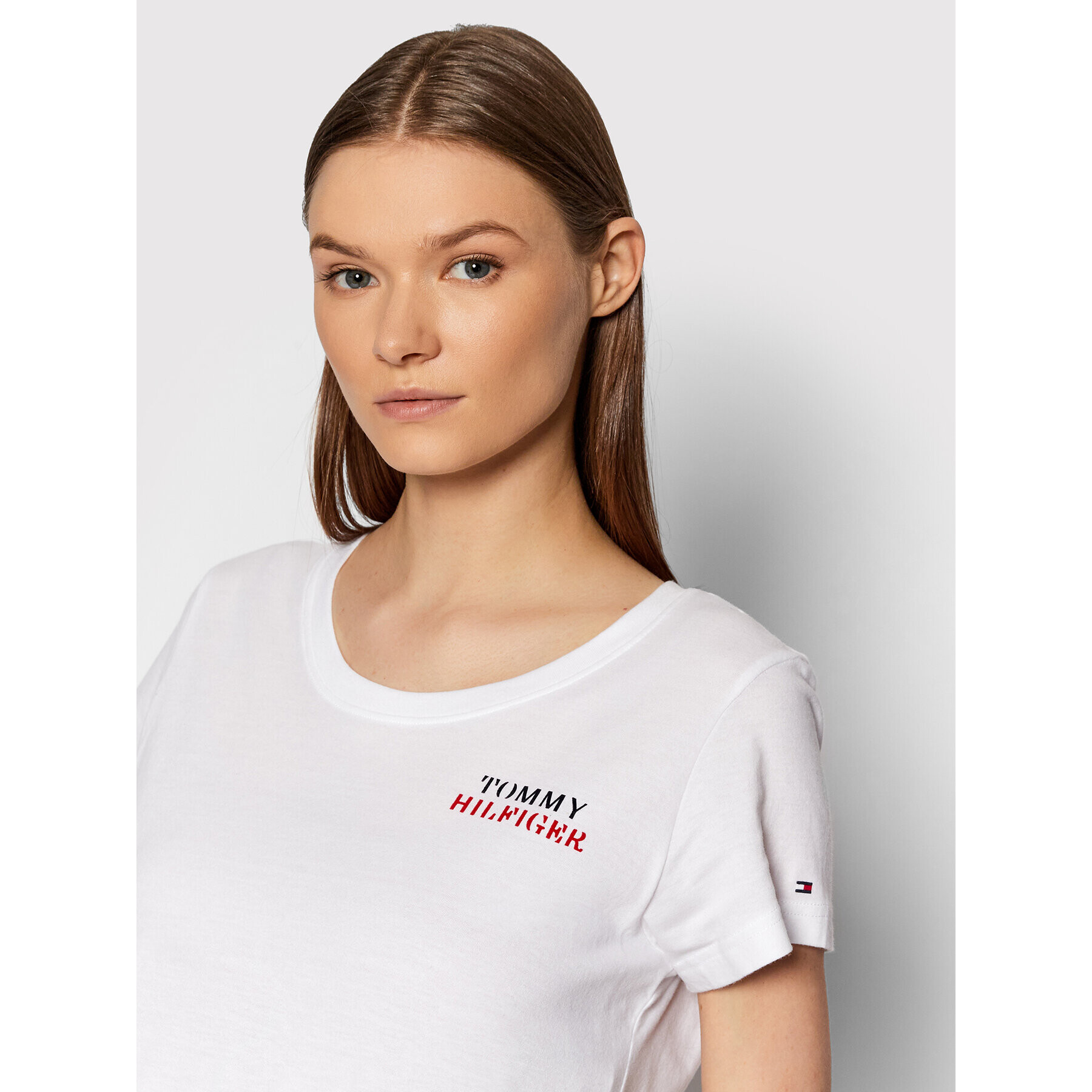 Tommy Hilfiger Тишърт UW0UW03241 Бял Regular Fit - Pepit.bg