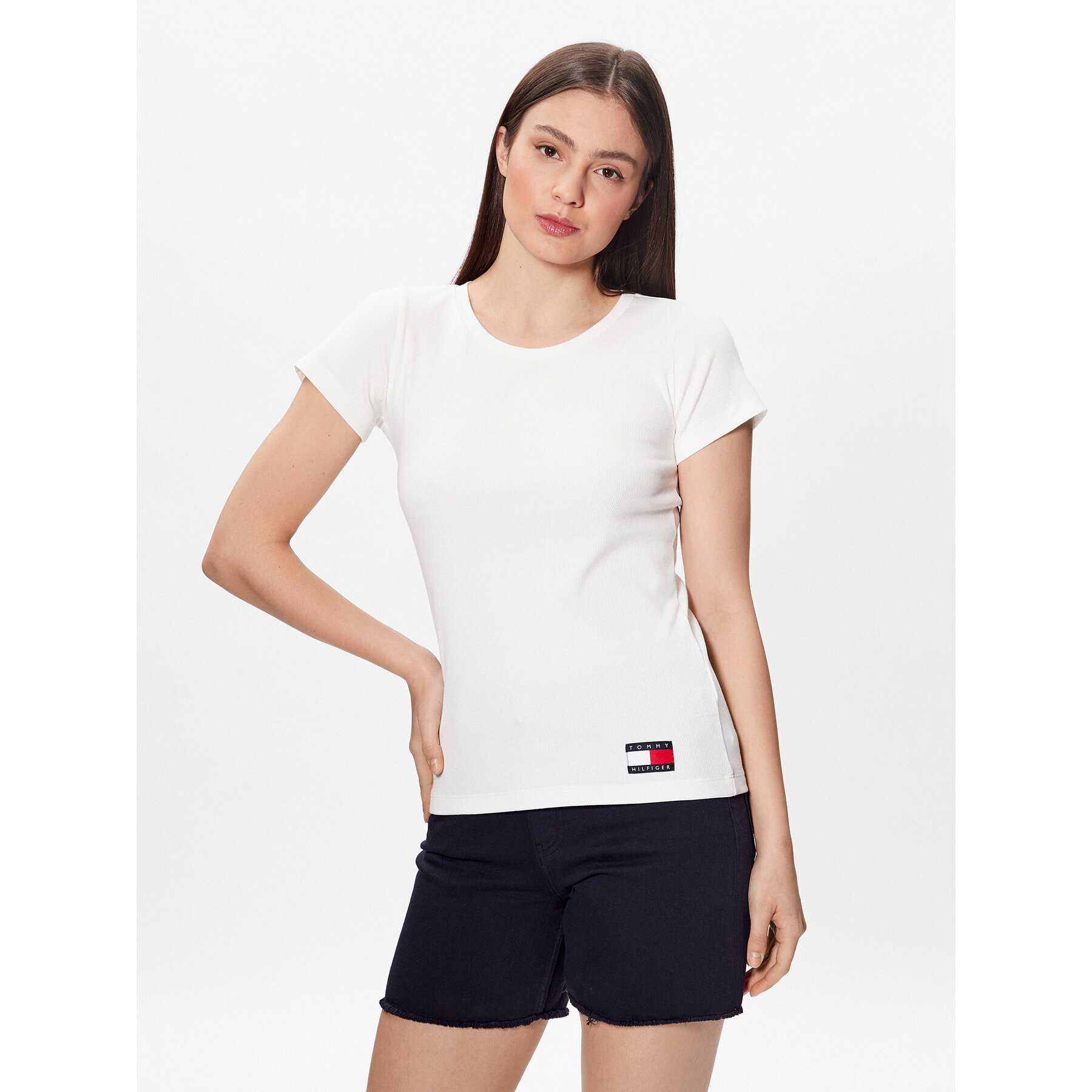 Tommy Hilfiger Тишърт UW0UW04397 Екрю Regular Fit - Pepit.bg