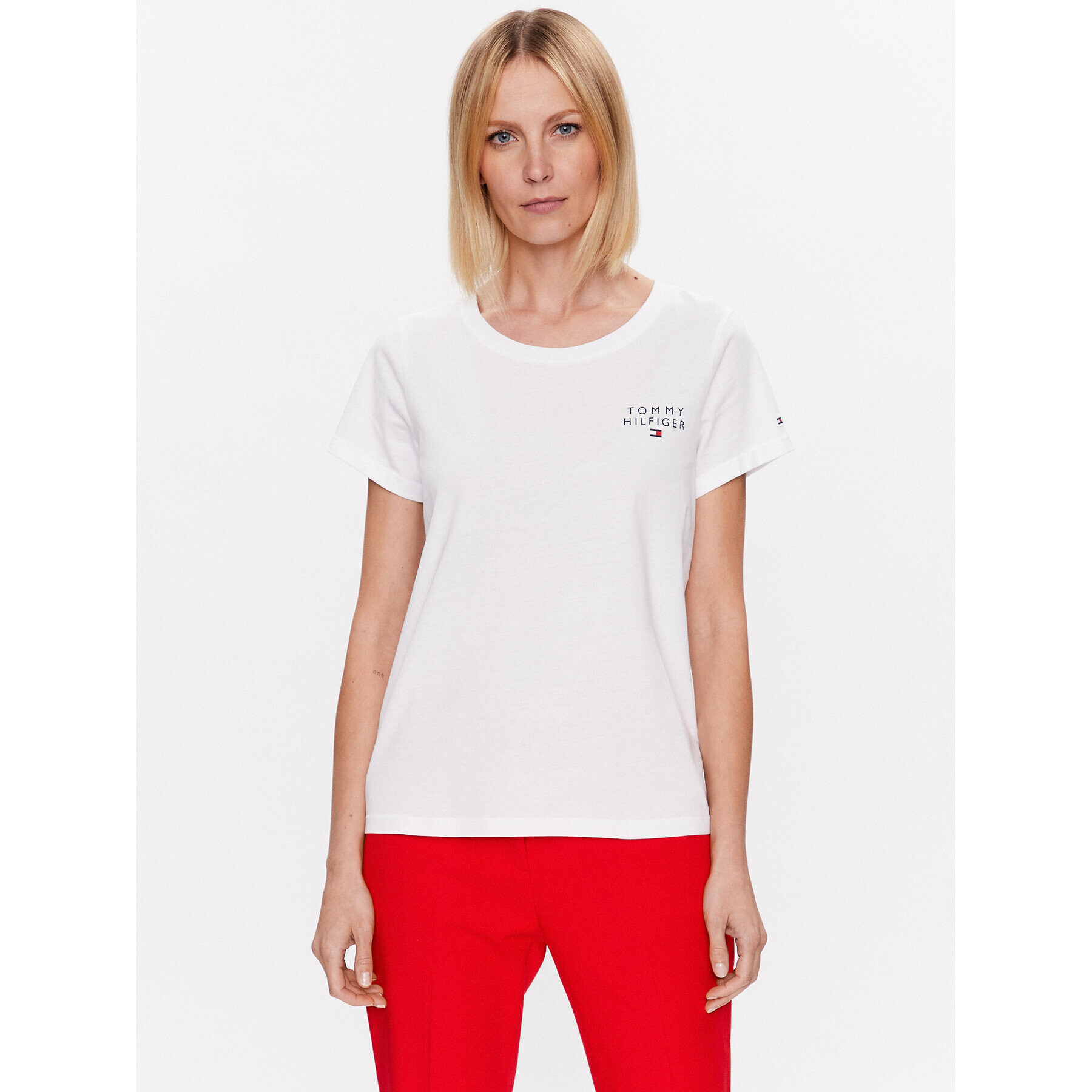 Tommy Hilfiger Тишърт UW0UW04525 Бял Relaxed Fit - Pepit.bg