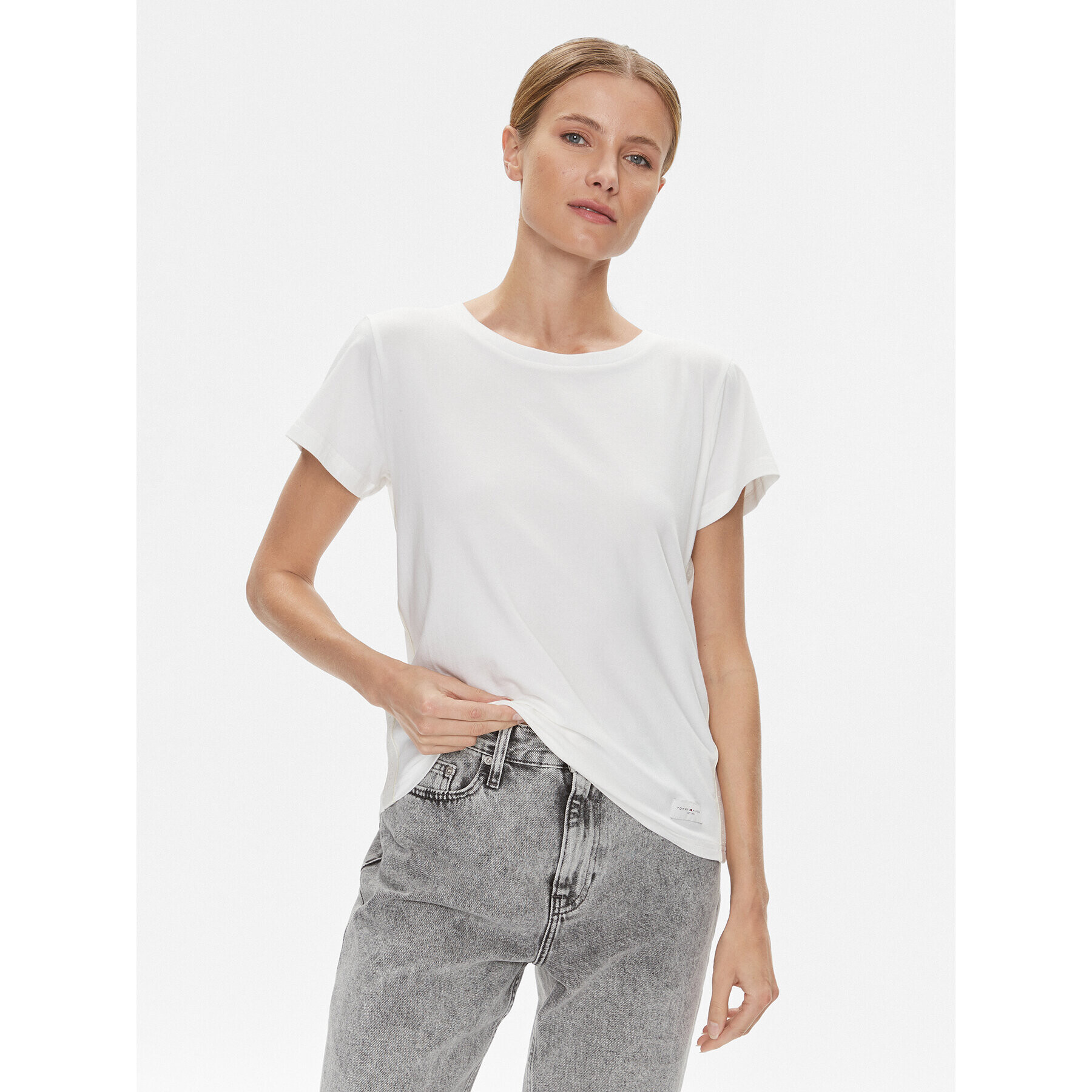 Tommy Hilfiger Тишърт UW0UW04873 Бял Relaxed Fit - Pepit.bg