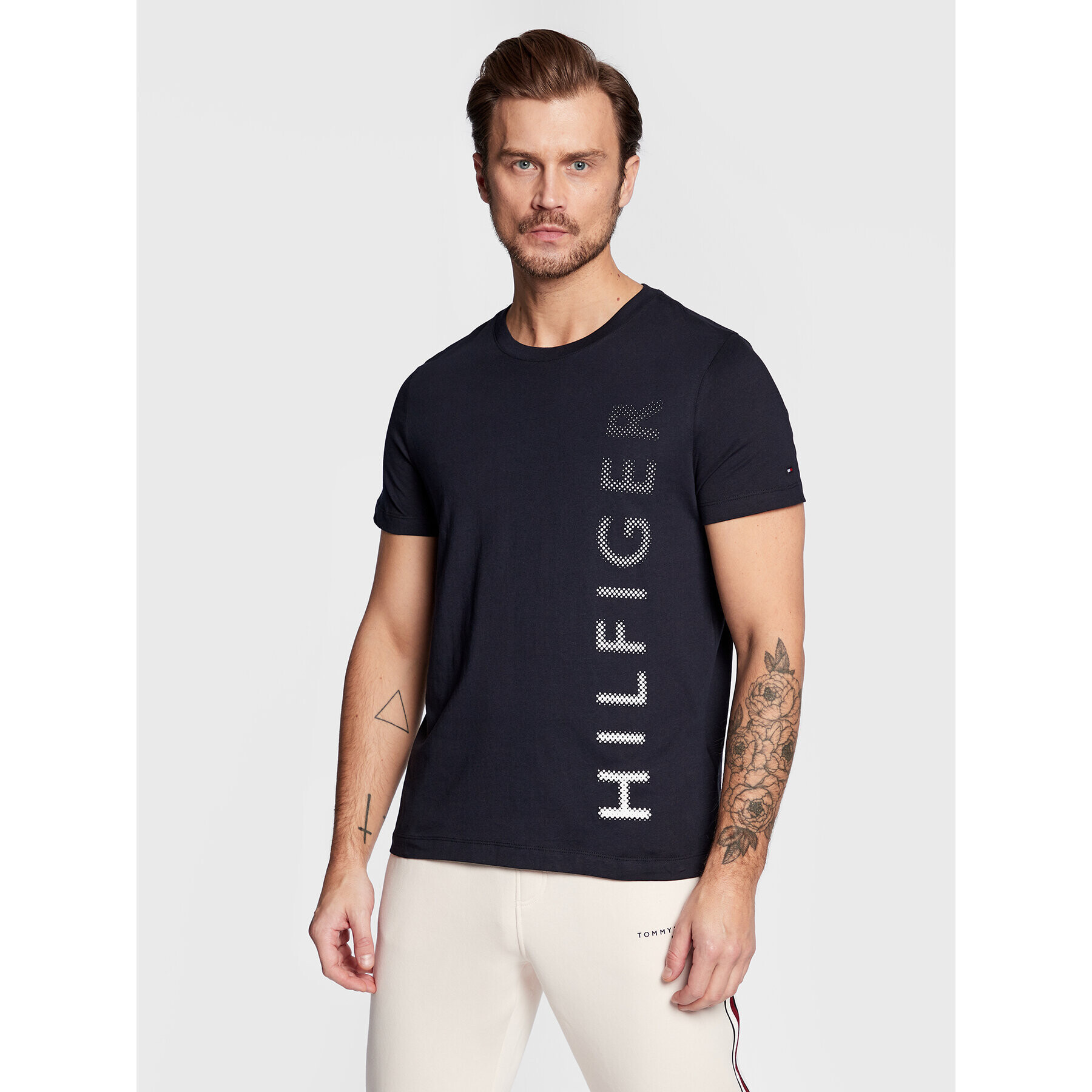 Tommy Hilfiger Тишърт Vertical Gradient MW0MW29668 Тъмносин Slim Fit - Pepit.bg