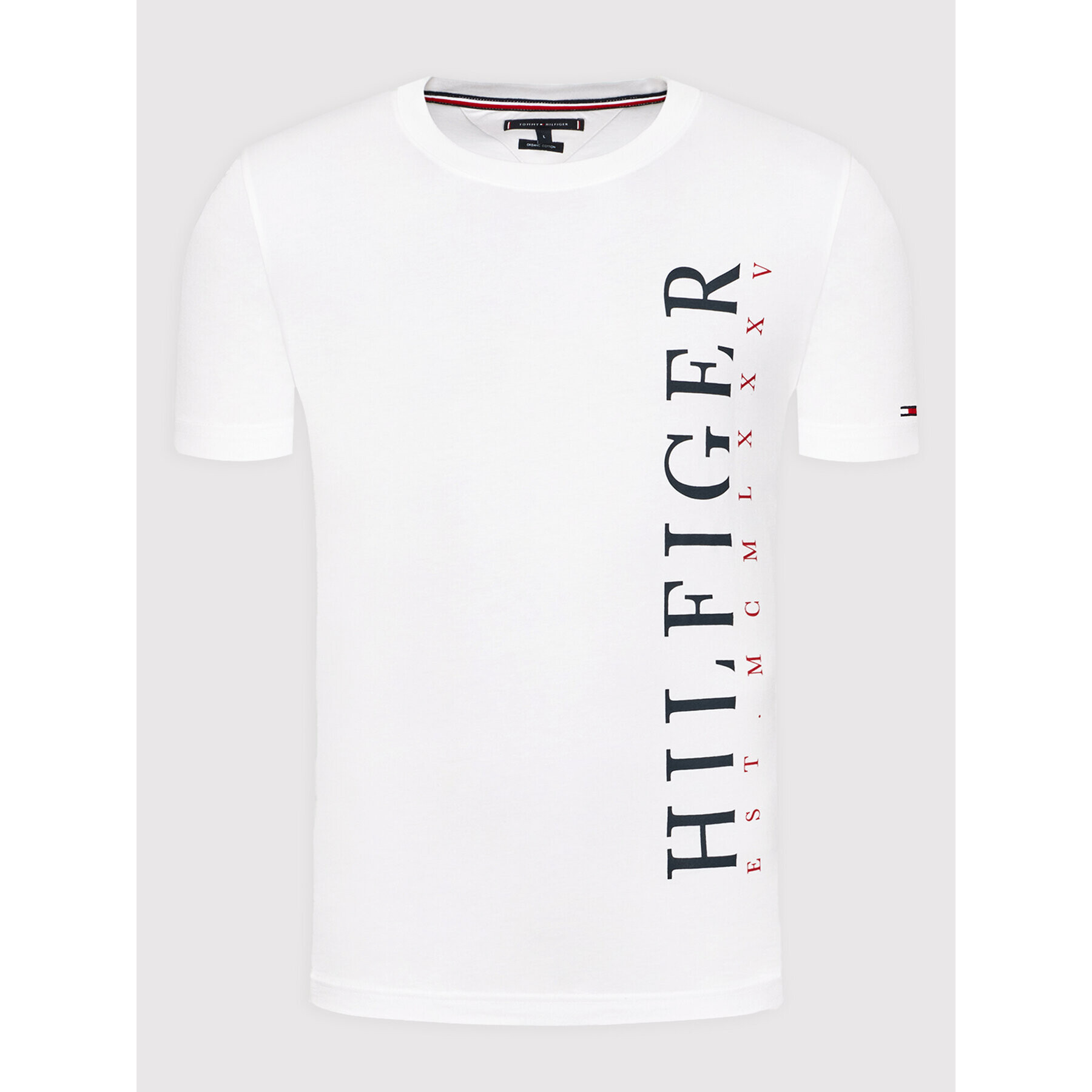 Tommy Hilfiger Тишърт Vertical Logo MW0MW22164 Бял Regular Fit - Pepit.bg